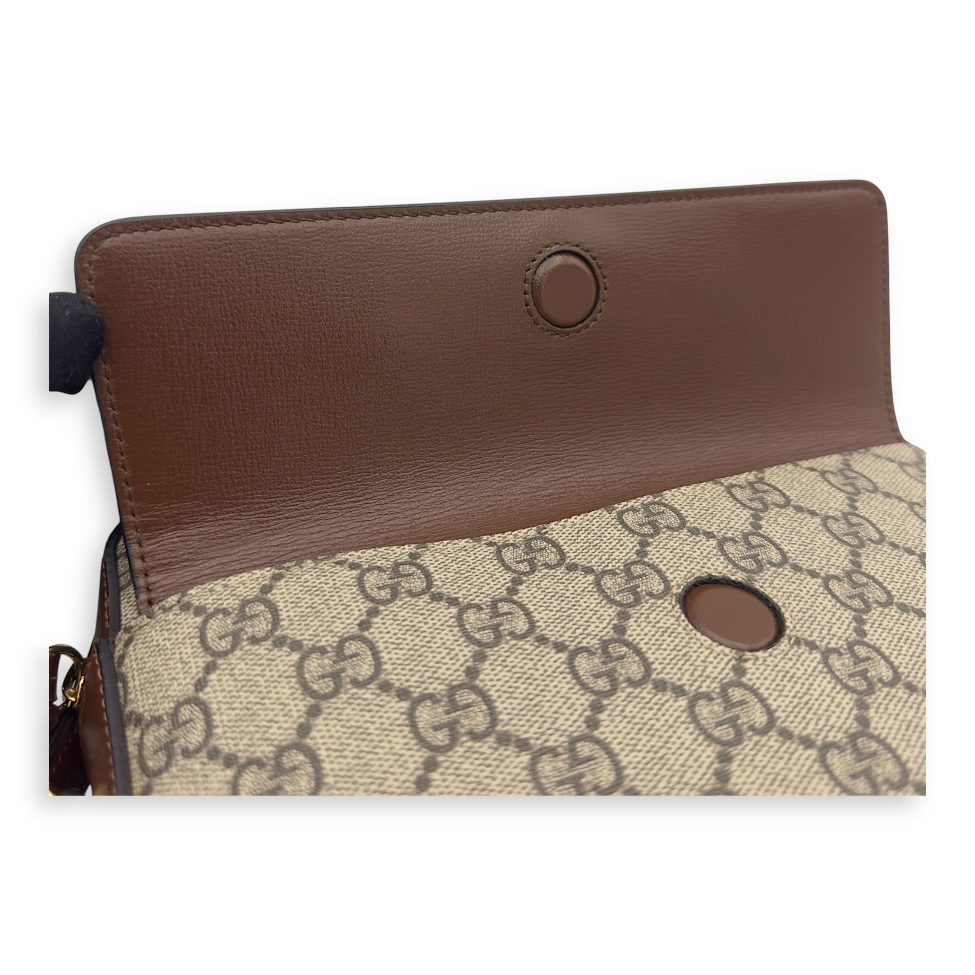 Horsebit 1955 Crossbody Bag Grey in Coated Canvas, Gold hardware