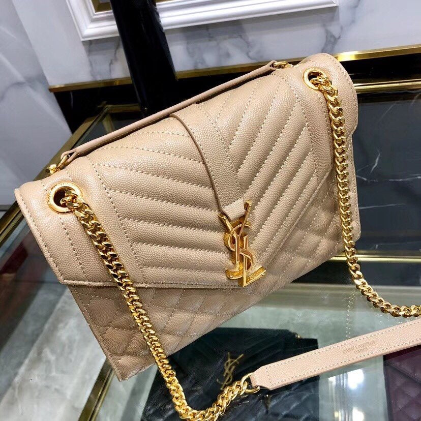 YSL ENVELOPE MEDIUM BAG IN MIX MATELASSÉ GRAIN DE POUDRE EMBOSSED LEATHER