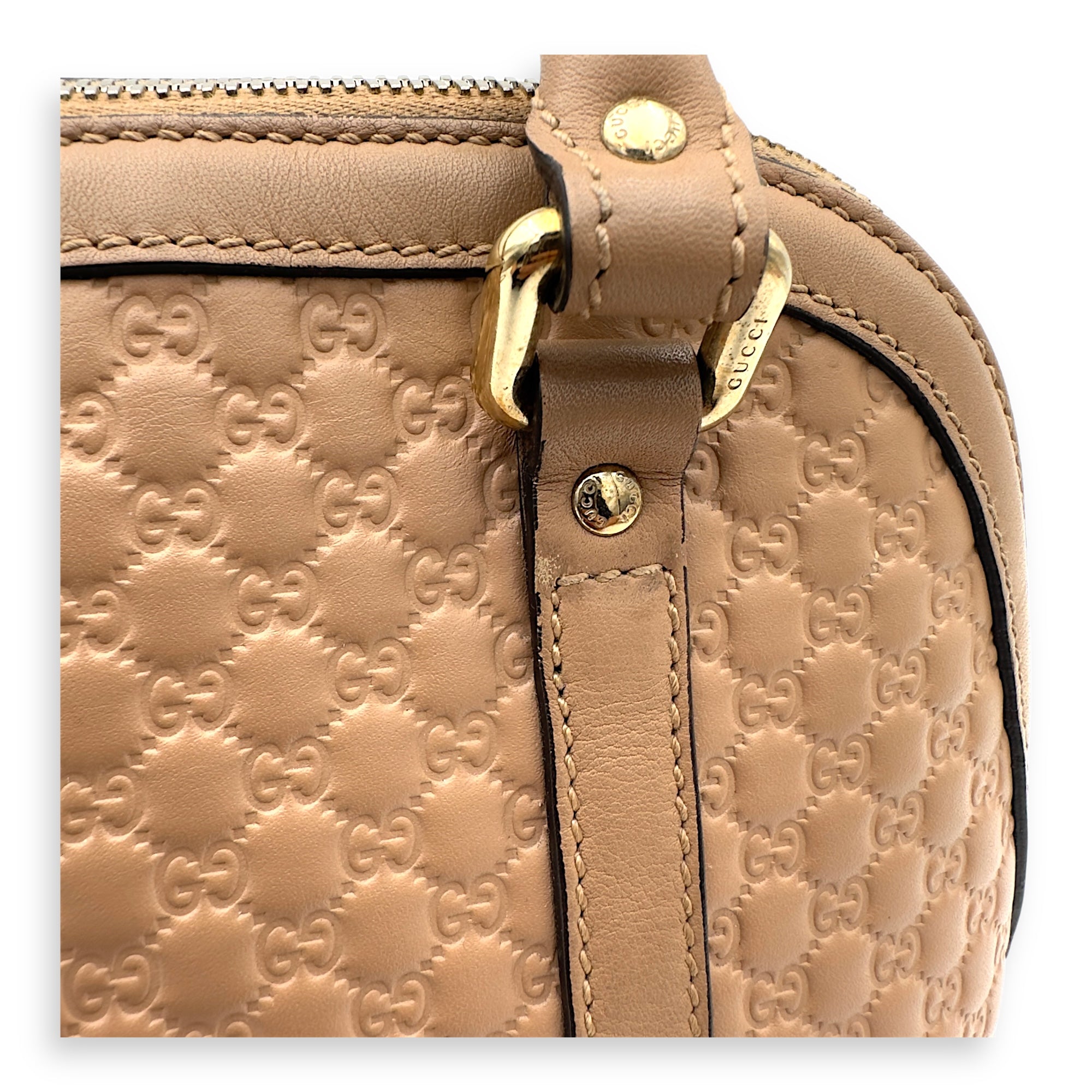 Dome Top Handle Bag Beige in Calfskin, Gold hardware