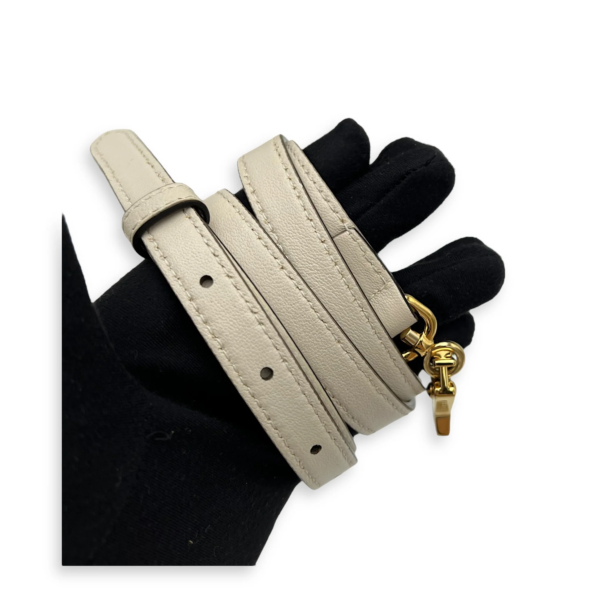 Blondie Top Handle Bag White in Calfskin, Gold hardware