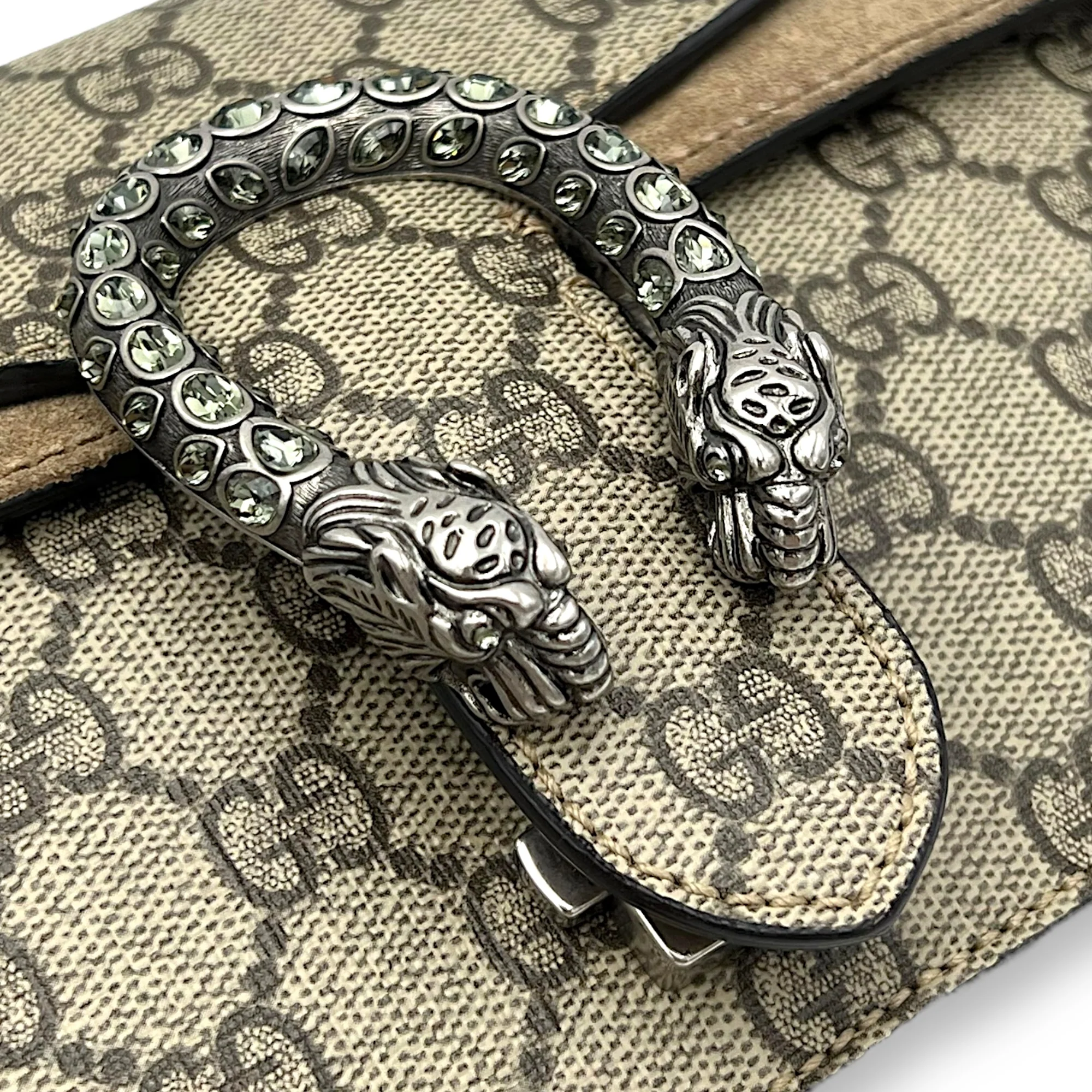 Dionysus Shoulder Bag Medium Brown in Coated Canvas, Silver hardware