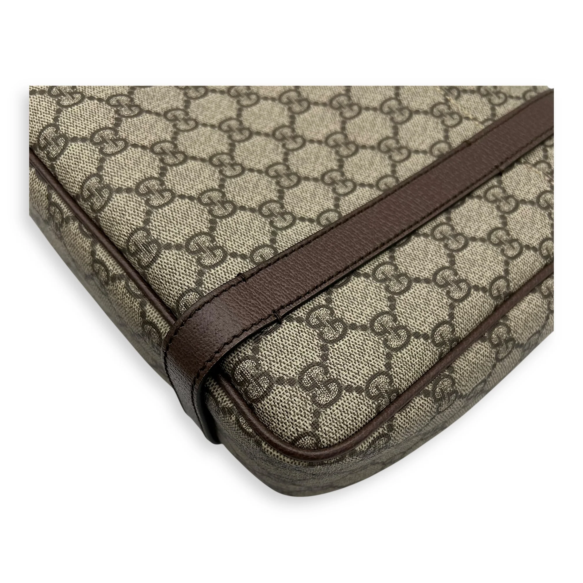 GG Supreme Brown Messenger in Coated Canvas, Silver hardware