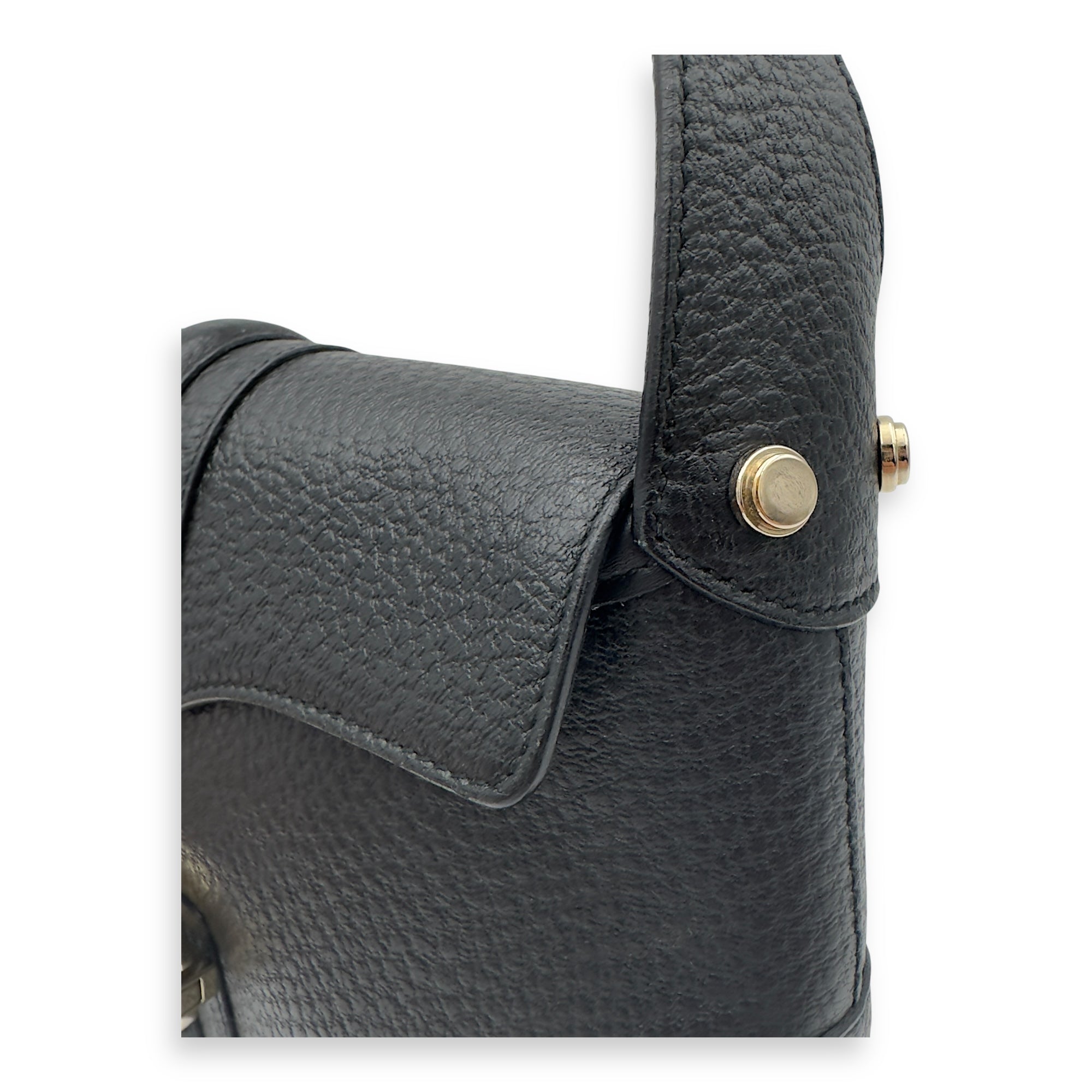 Logo Shoulder Bag Black in Calfskin, Gold hardware