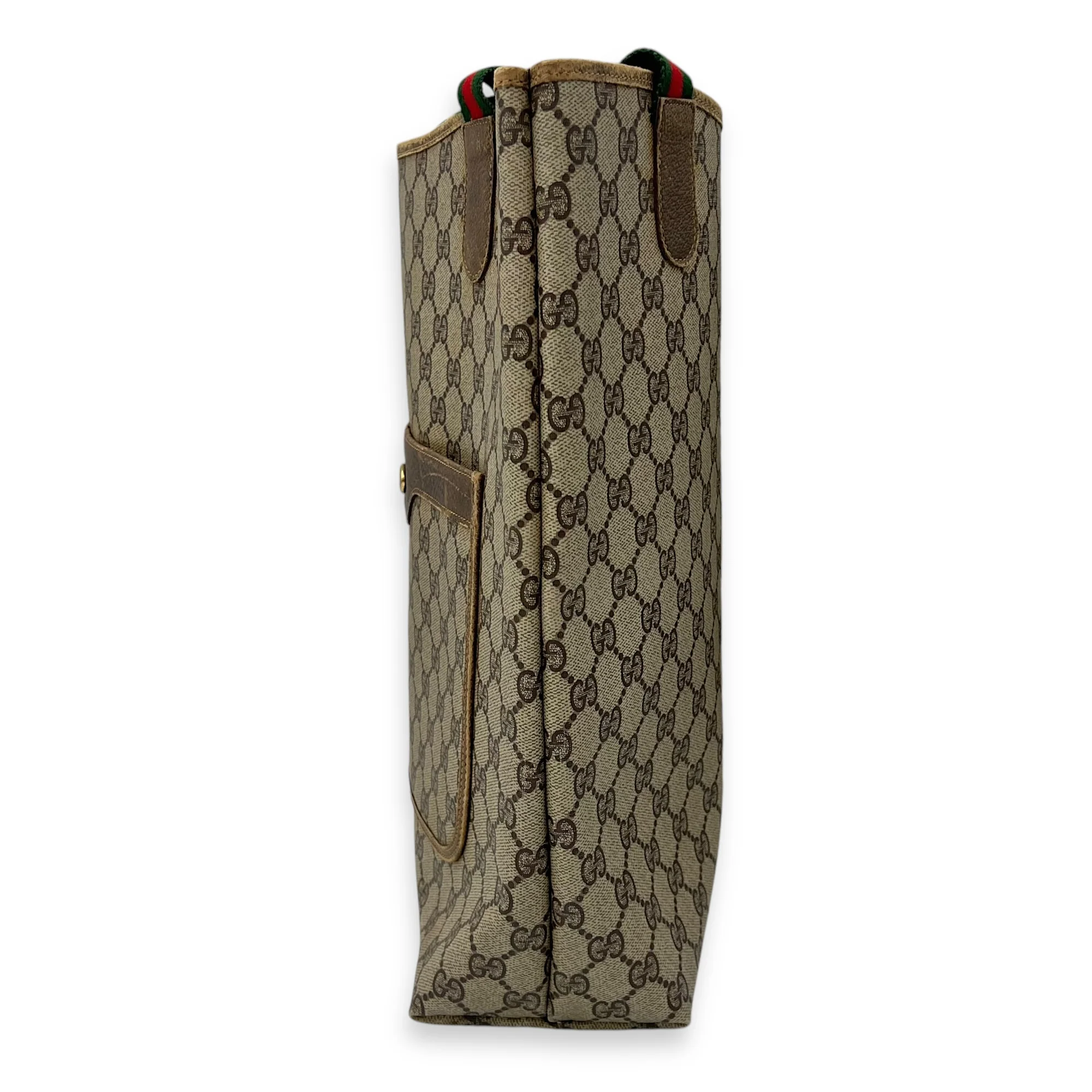 GG Tote Bag Grey in Coated Canvas, Gold hardware