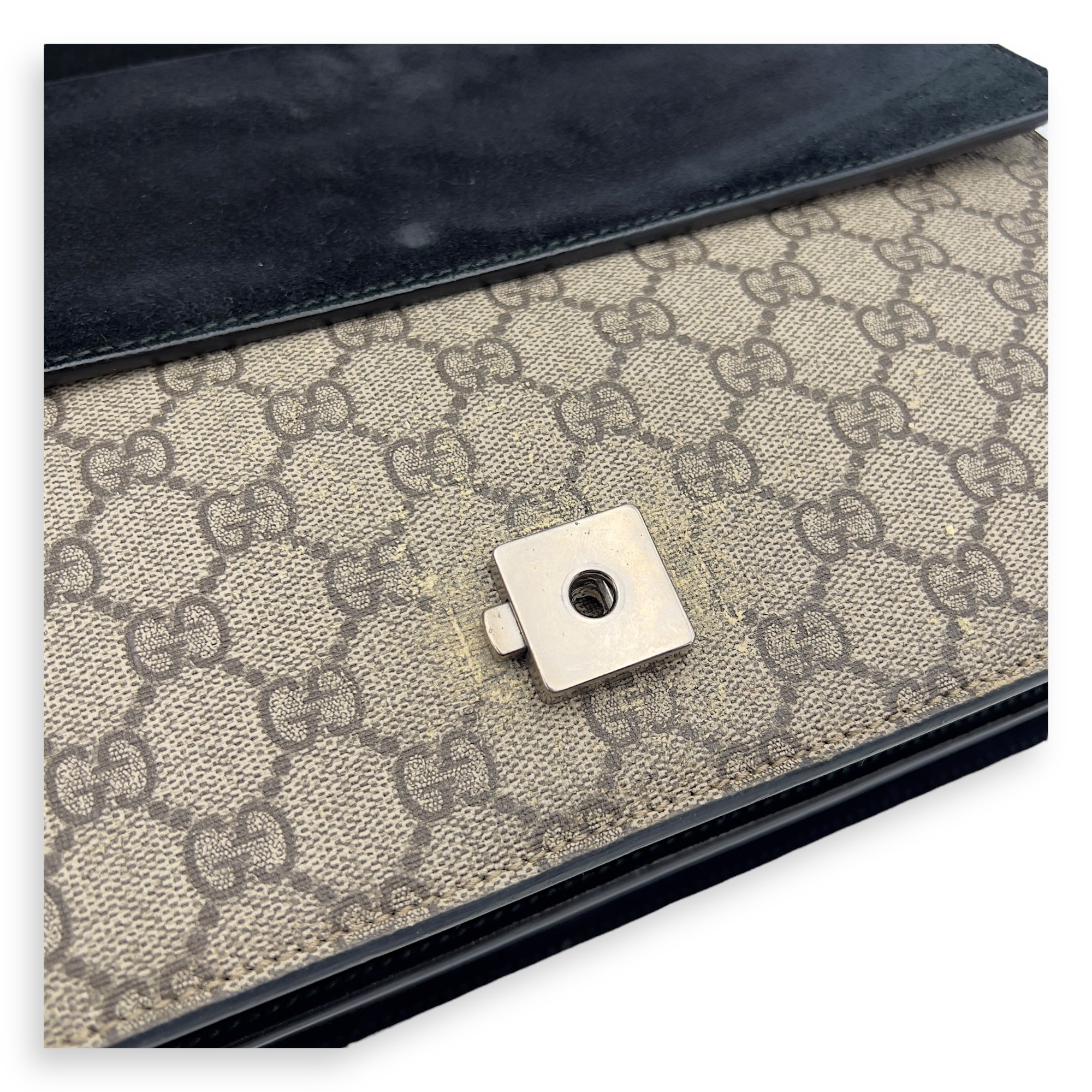 Dionysus Shoulder Bag Beige in Coated Canvas, Silver hardware