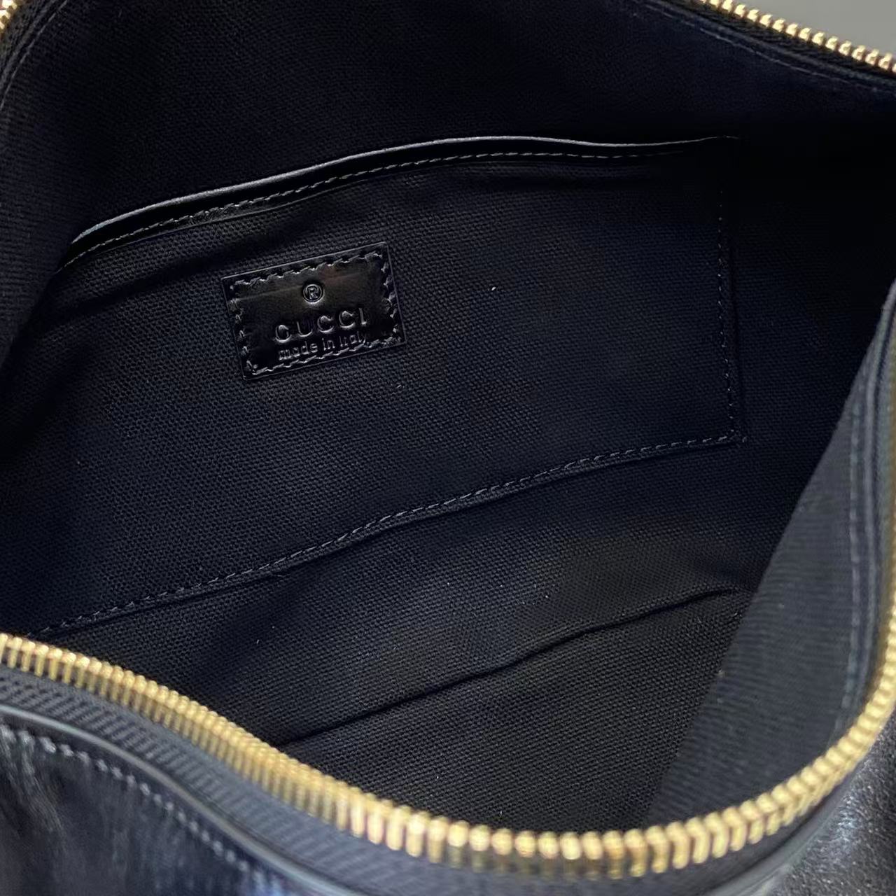 Gucci Half Horsebit Shoulder Black soft glossy leather Medium - Bag