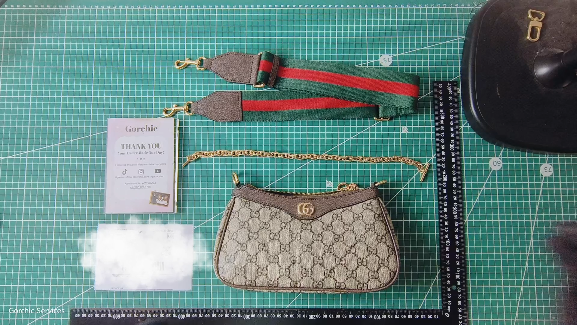 Gucci Ophidia Collection Small Handbag with Extra Strap - Beige And Dark Brown Bag