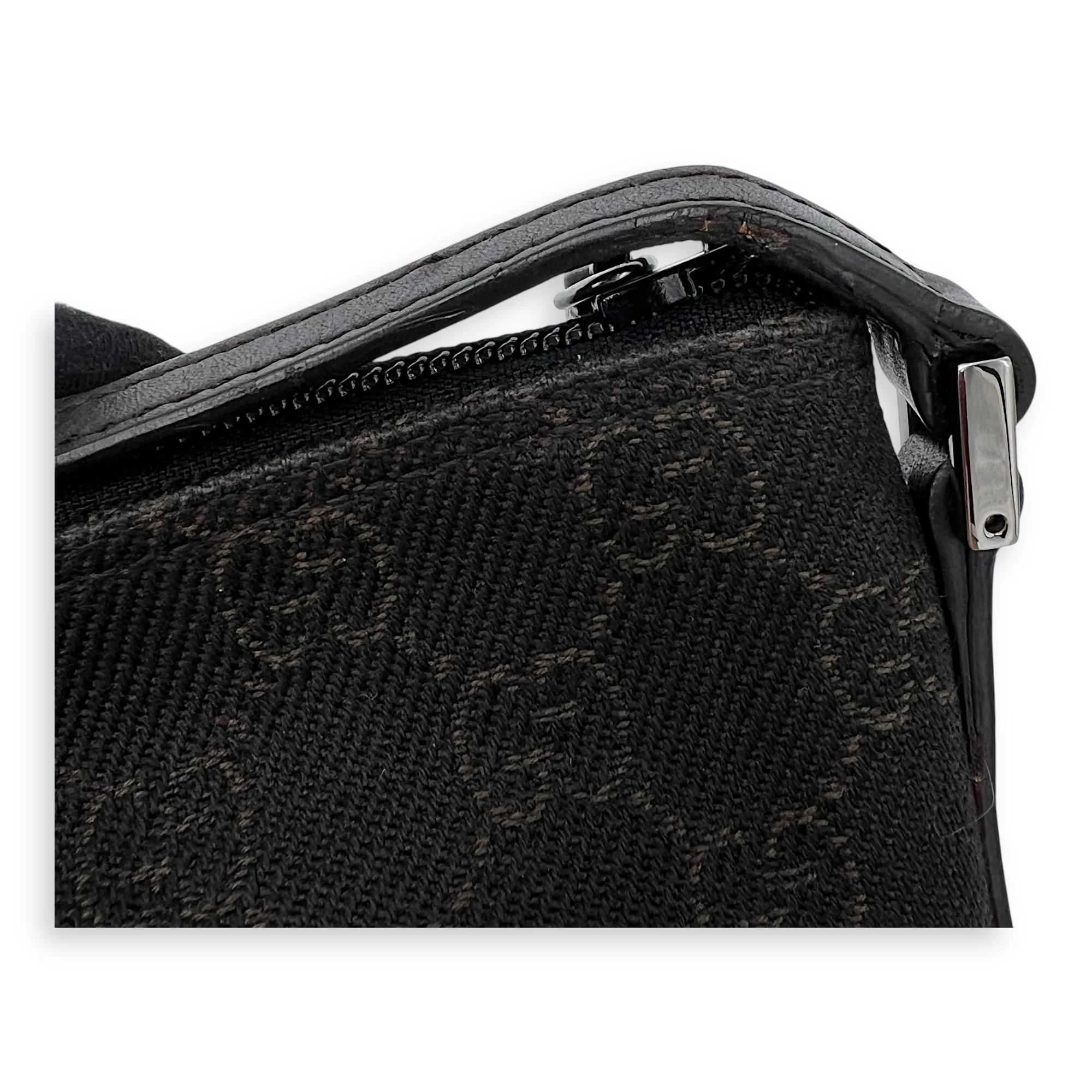 Boat Pochette Brown Pouch in Jacquard, Silver hardware