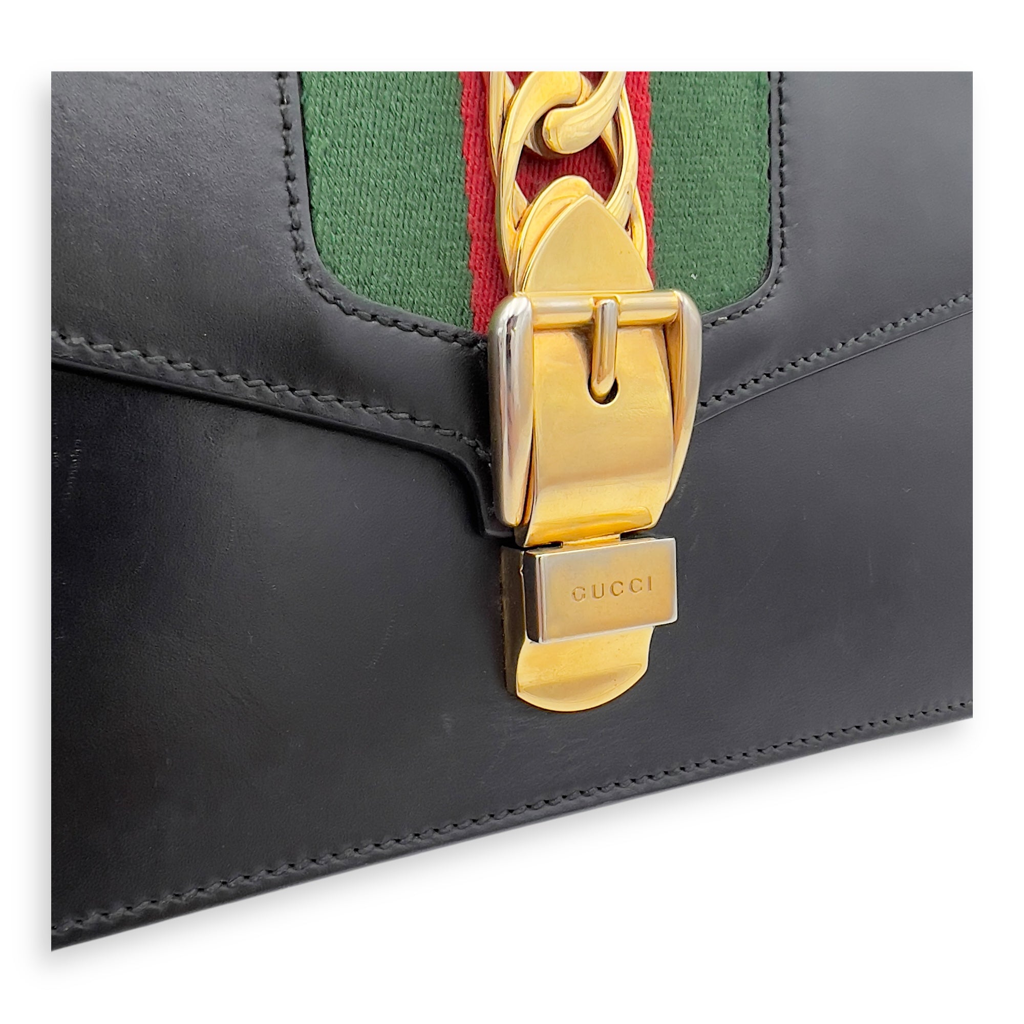 Sylvie Shoulder Bag Black in Calfskin, Gold hardware