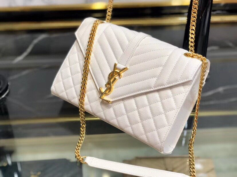 YSL ENVELOPE MEDIUM BAG IN MIX MATELASSÉ GRAIN DE POUDRE EMBOSSED LEATHER