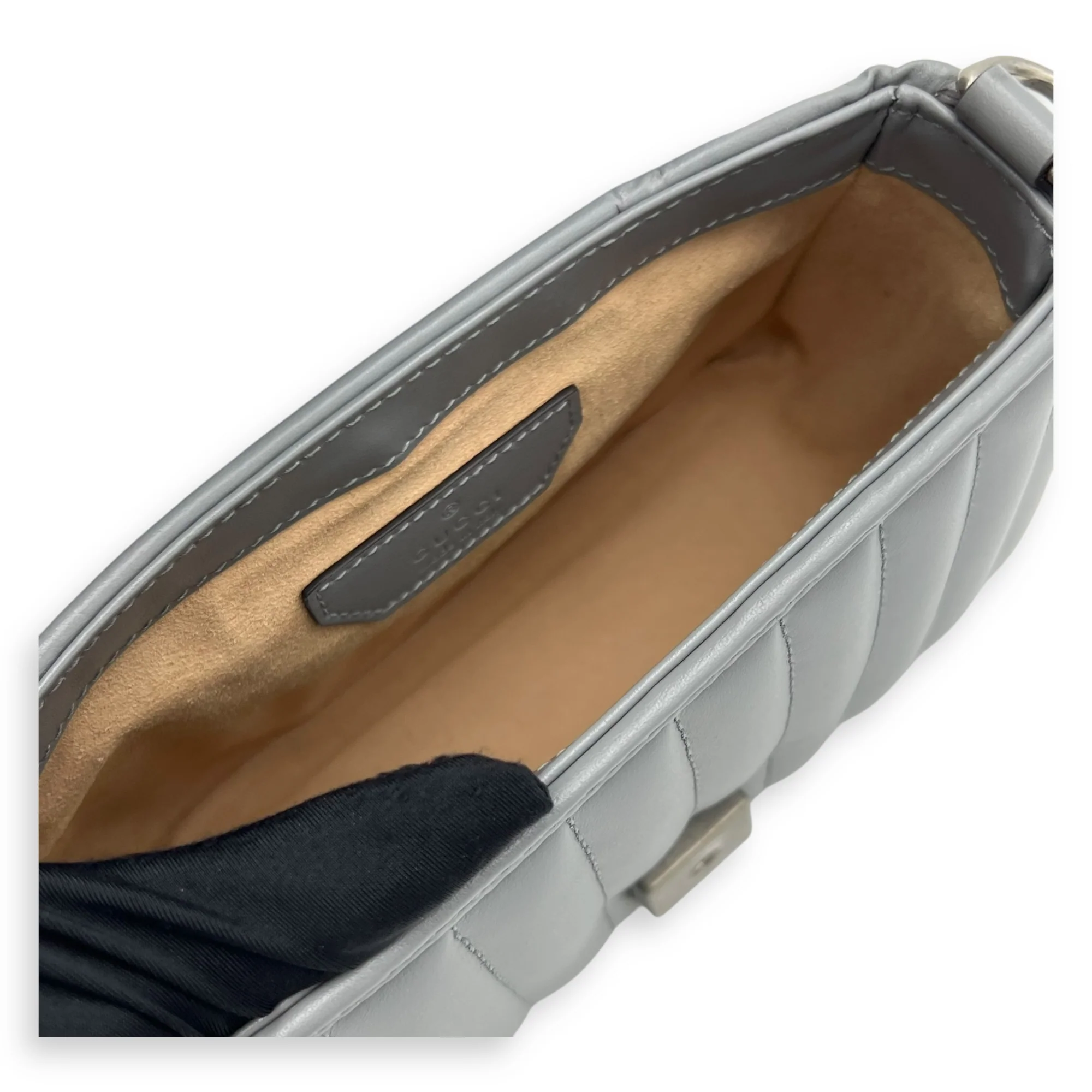 Marmont Top Handle Bag Blue in Calfskin, Gunmetal hardware