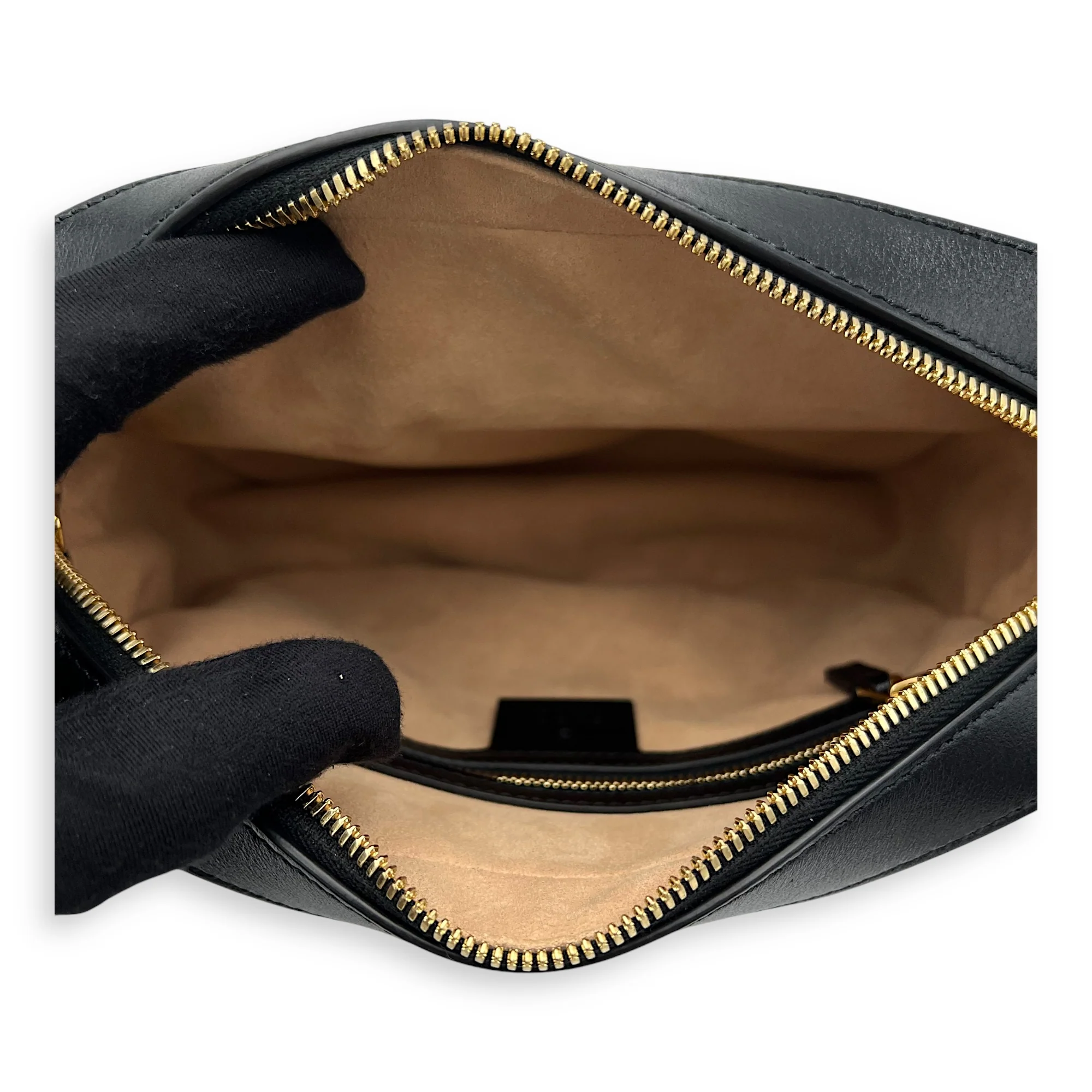 Horsebit 1955 Shoulder Bag Black in Calfskin, Gold hardware