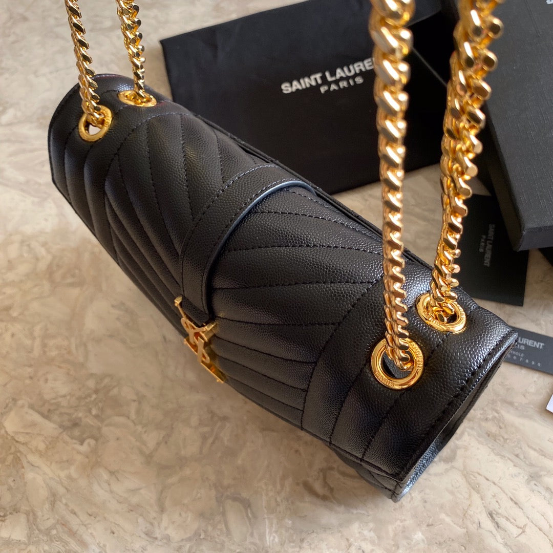 YSL Envelope Medium Bag In Mix Matelasse Grain De Poudre Embossed Leather