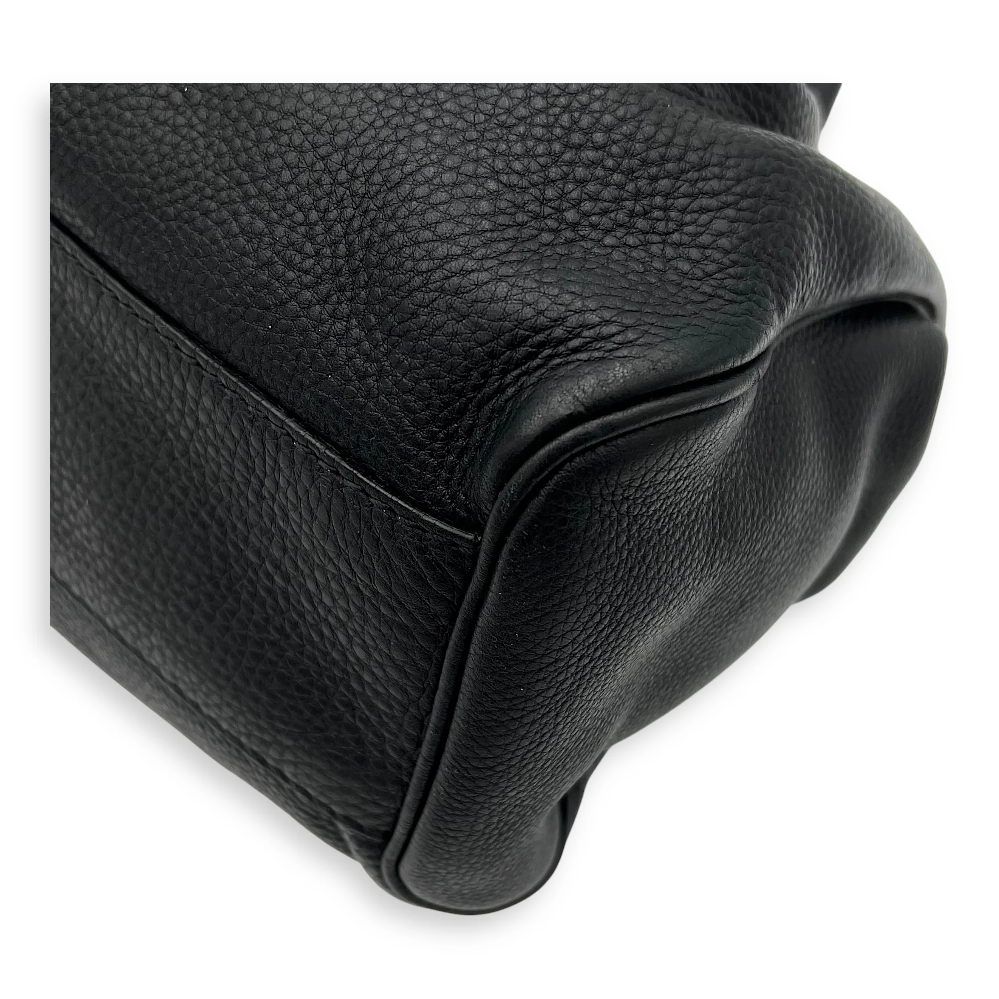 Sukey Black Top Handle Bag in Calfskin, Light Gold hardware