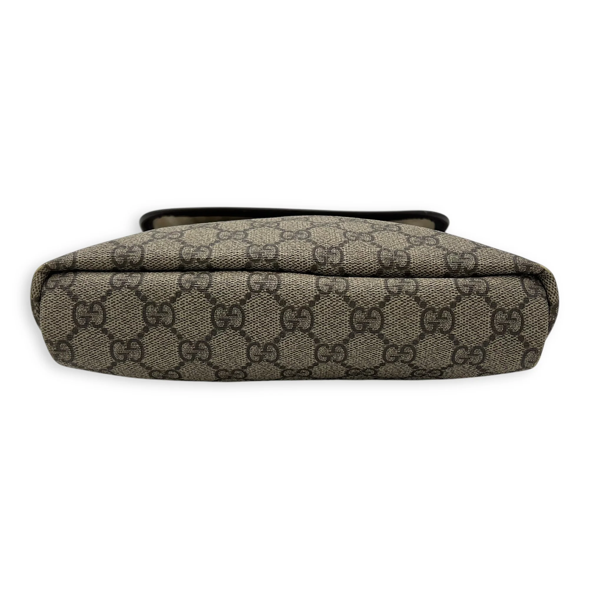 GG Supreme Brown Crossbody Bag in Monogram Coated Canvas, Gold hardware