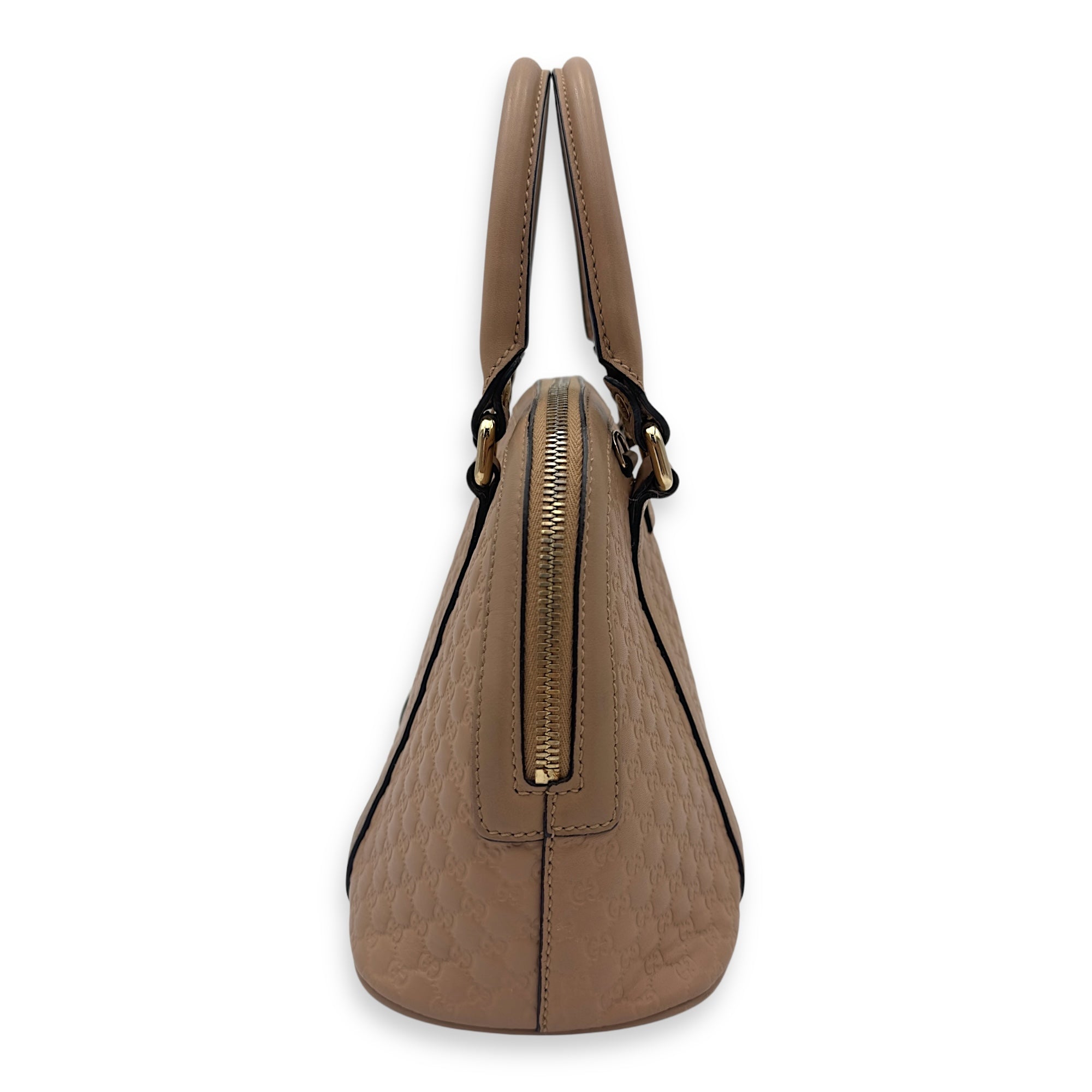 Dome Top Handle Bag Beige in Calfskin, Gold hardware