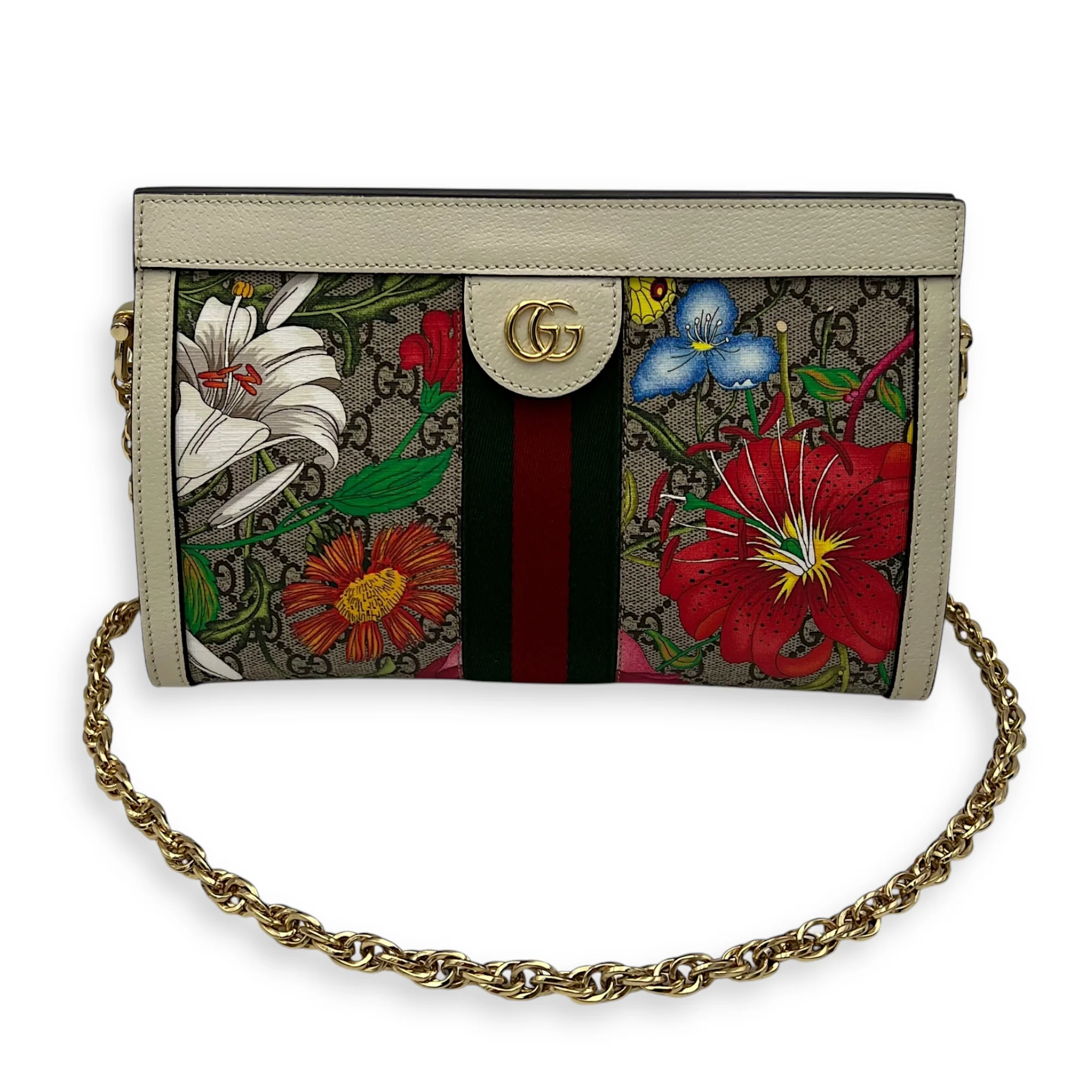 Ophidia Crossbody Bag Multi-colour in Coated Canvas, Gold hardware