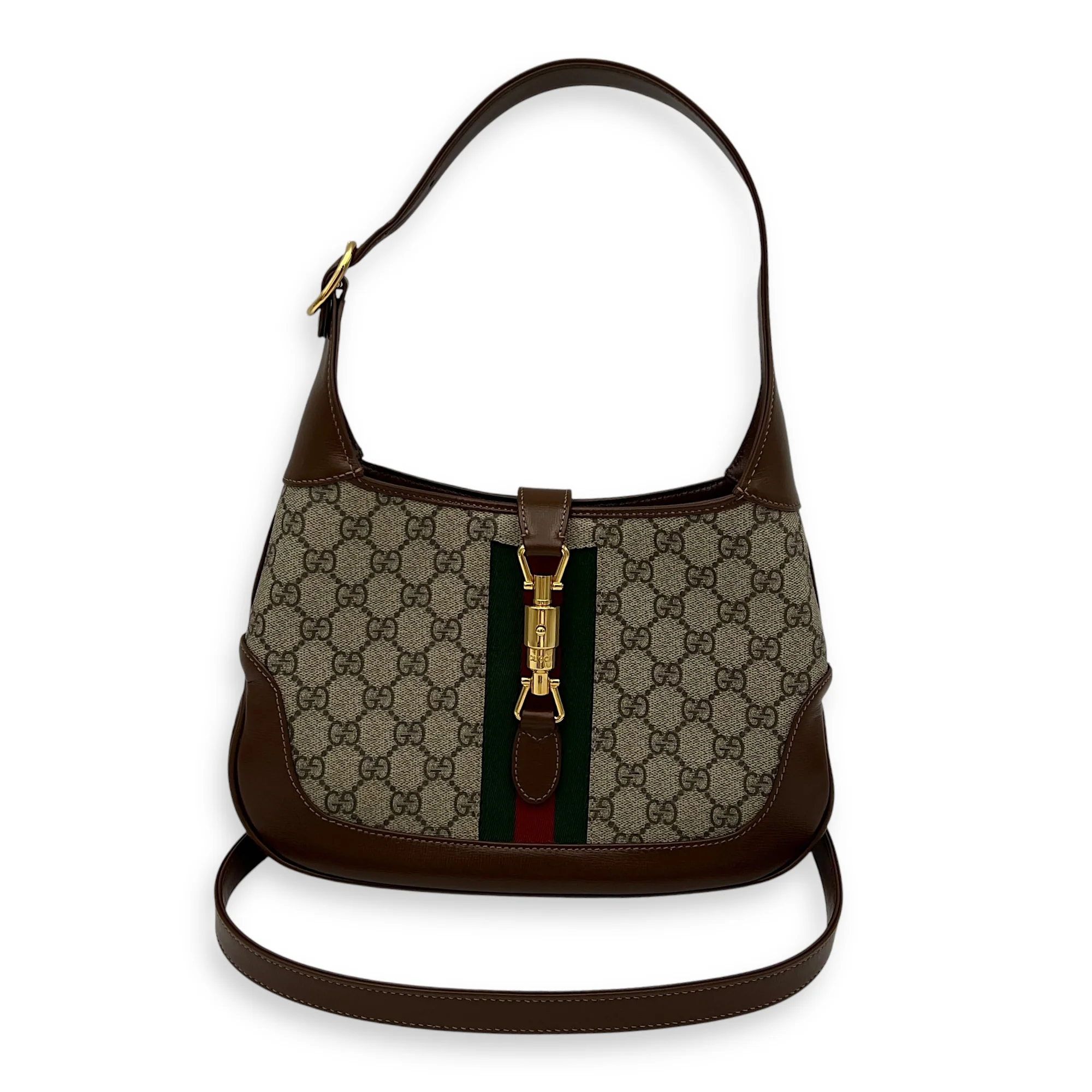 Jackie 1961 Shoulder Bag Brown in Coated Canvas, Gold hardware