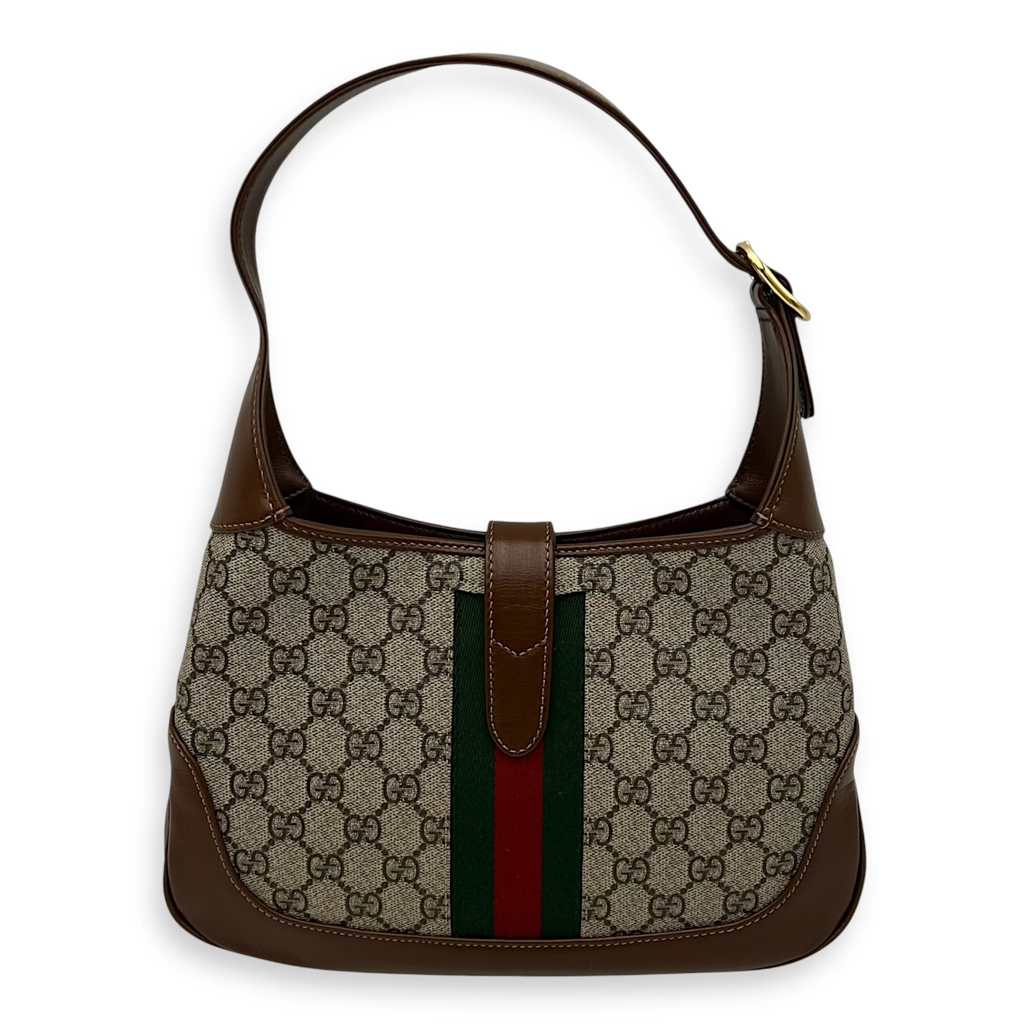 Jackie 1961 Shoulder Bag Brown in Coated Canvas, Gold hardware