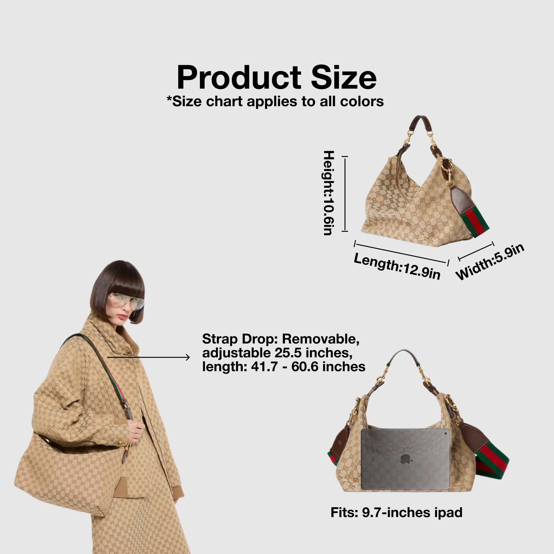 Gucci Brera crossbody bag Sand and dark brown GG canvas - Bag