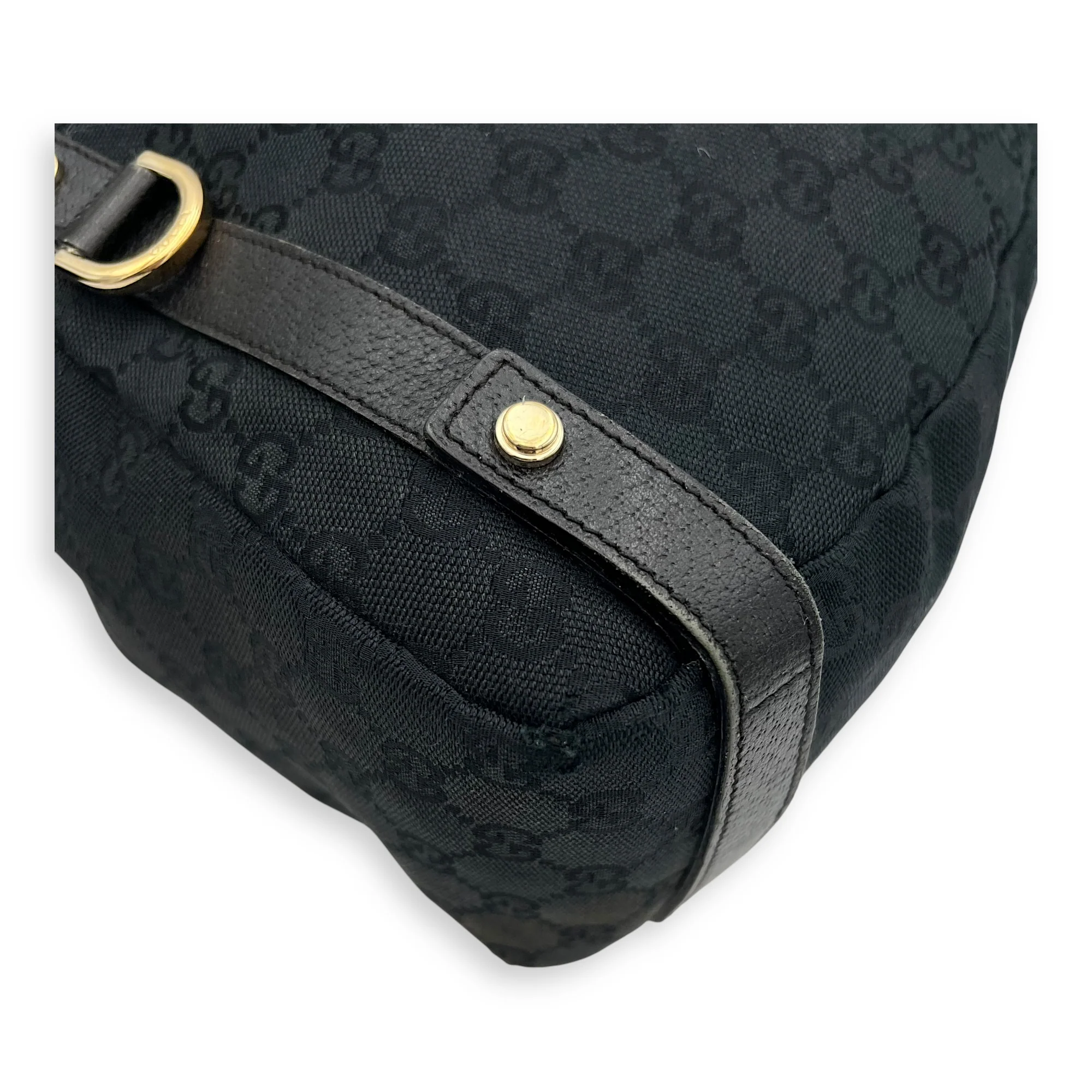 GG Shoulder Bag Black in Canvas, Gold hardware