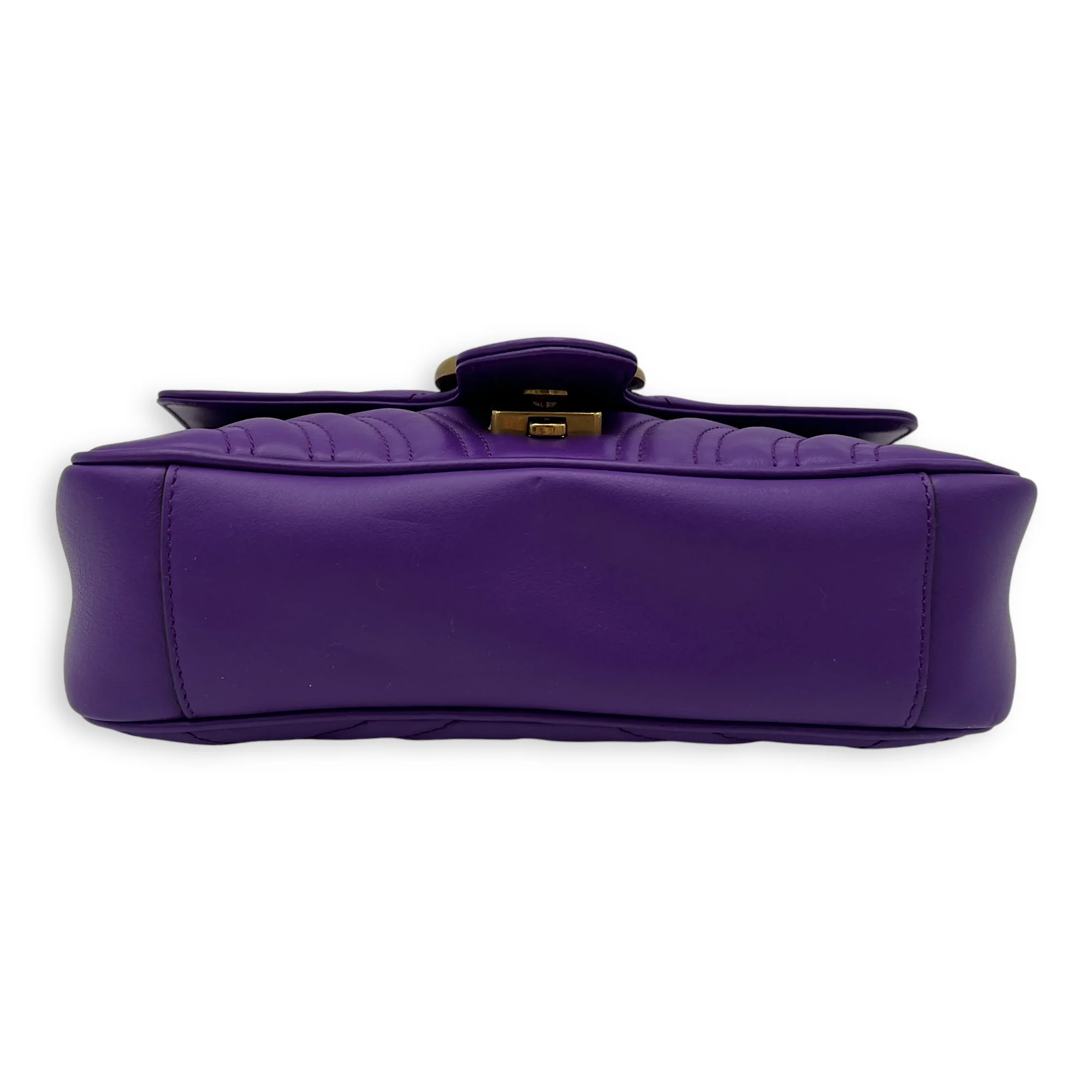 GG Marmont Mini Purple Shoulder Bag in Calfskin, Gold hardware