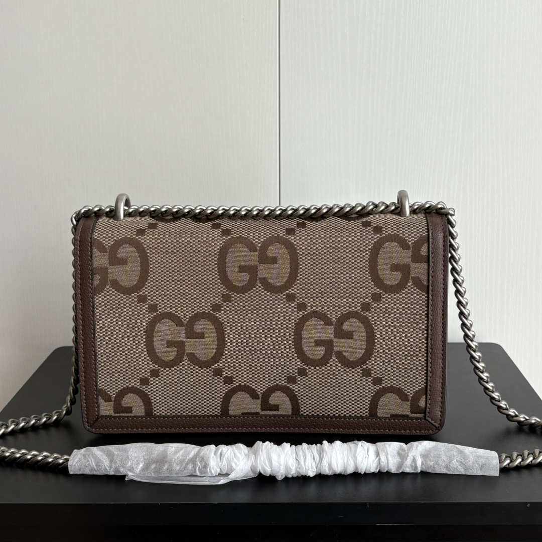 Gucci Dionysus Medium GG-Jacquard Canvas Shoulderbag- Brown and Silver
