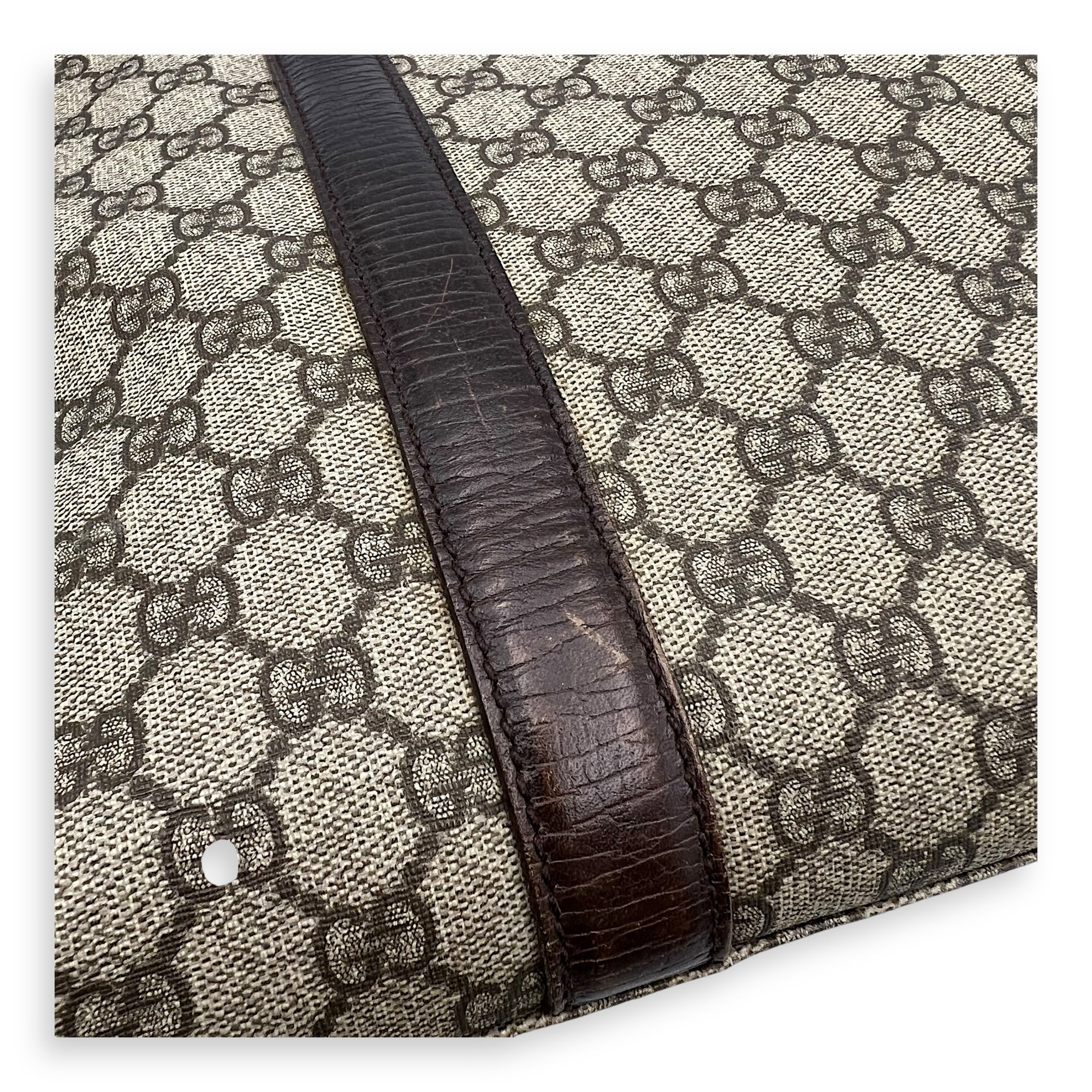 Vintage Top Handle Bag Brown in Coated Canvas, Silver hardware