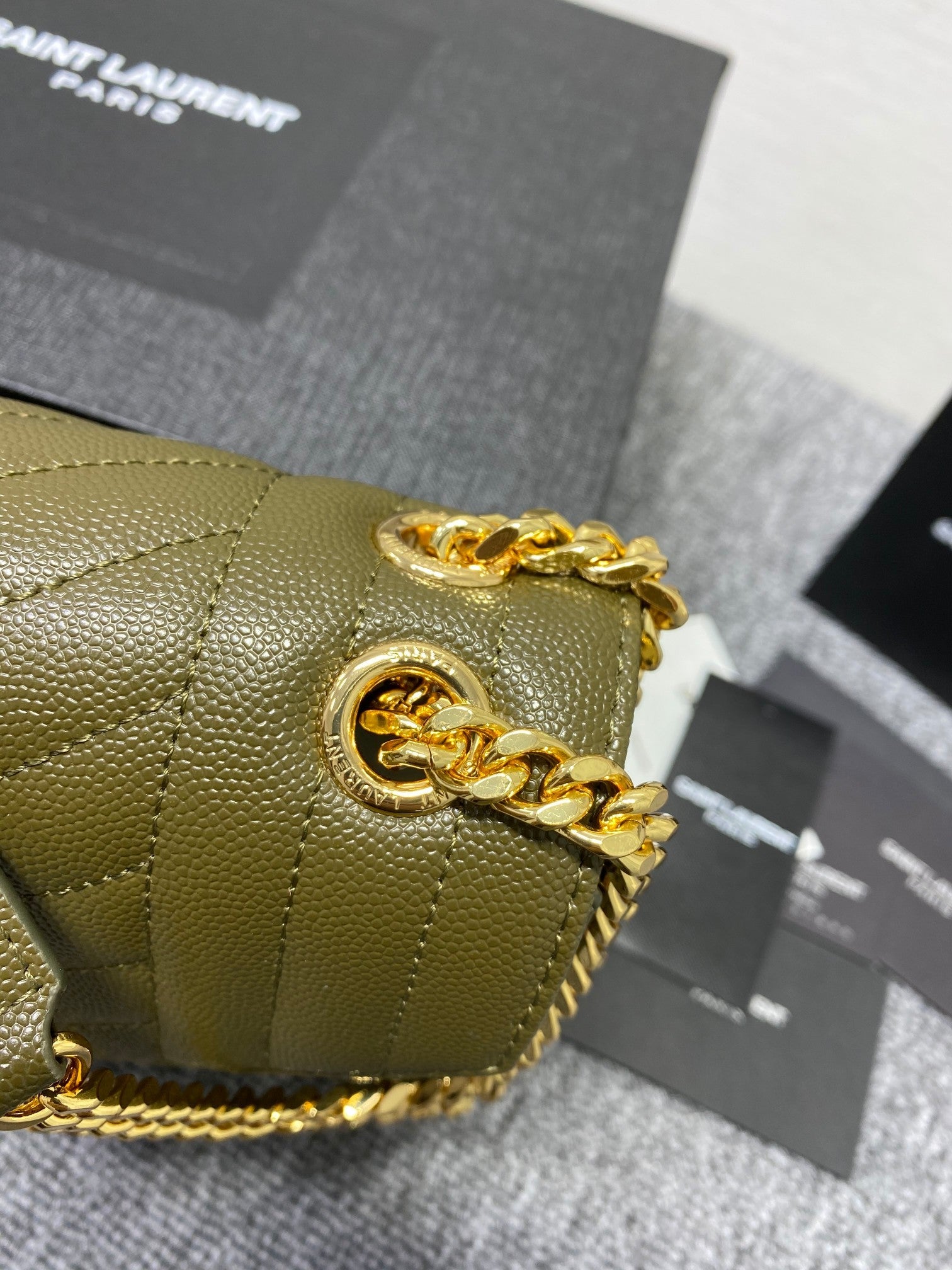 YSL Envelope Medium Bag In Mix Matelasse Grain De Poudre Embossed Leather