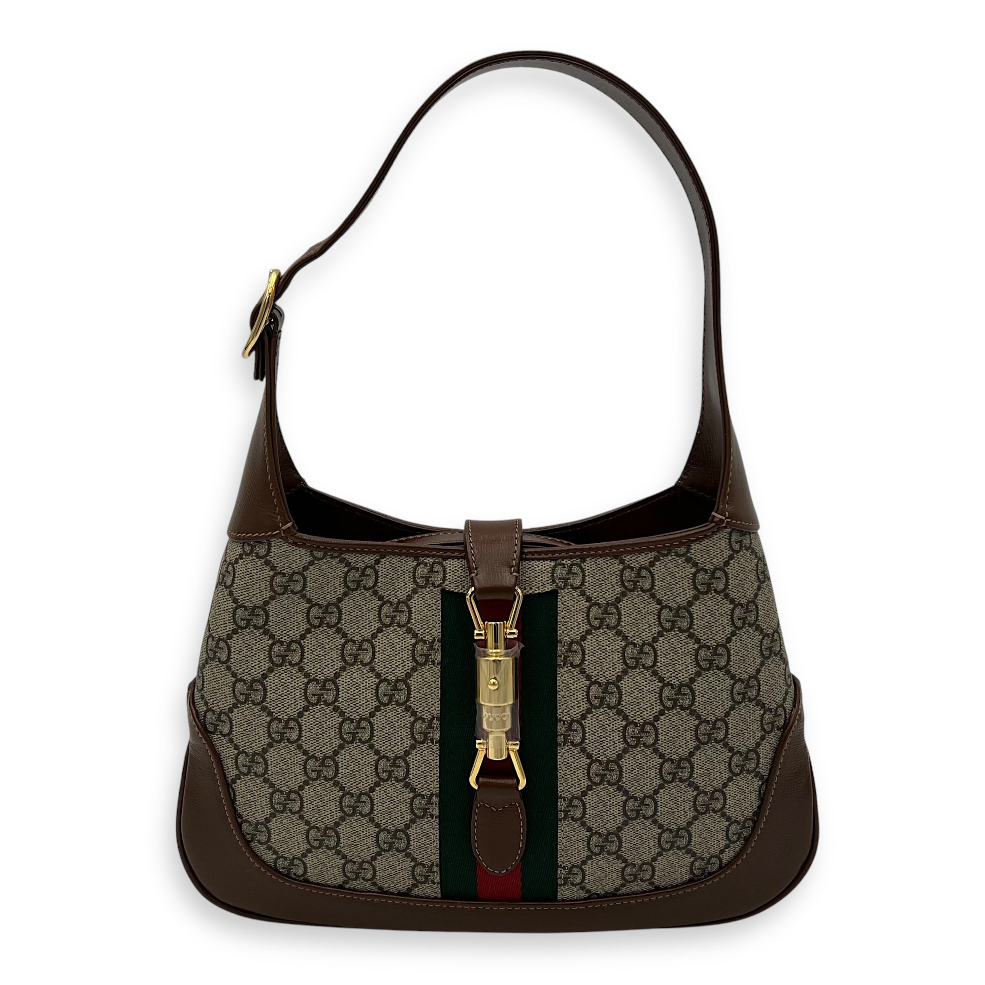 Jackie 1961 Brown Shoulder Bag in Monogram Coated Canvas, Gold hardware