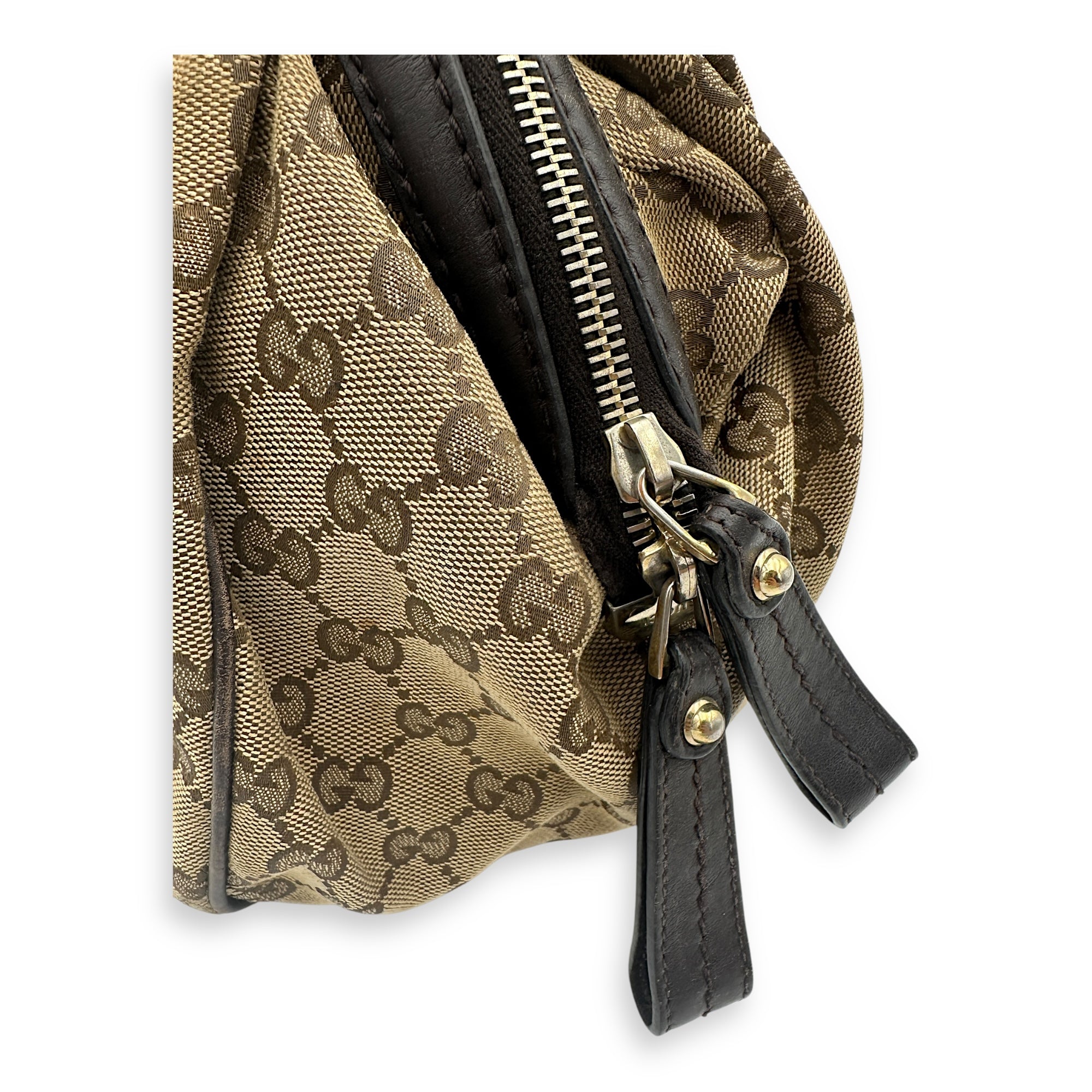 Sukey Top Handle Bag Brown in Canvas, Gold hardware