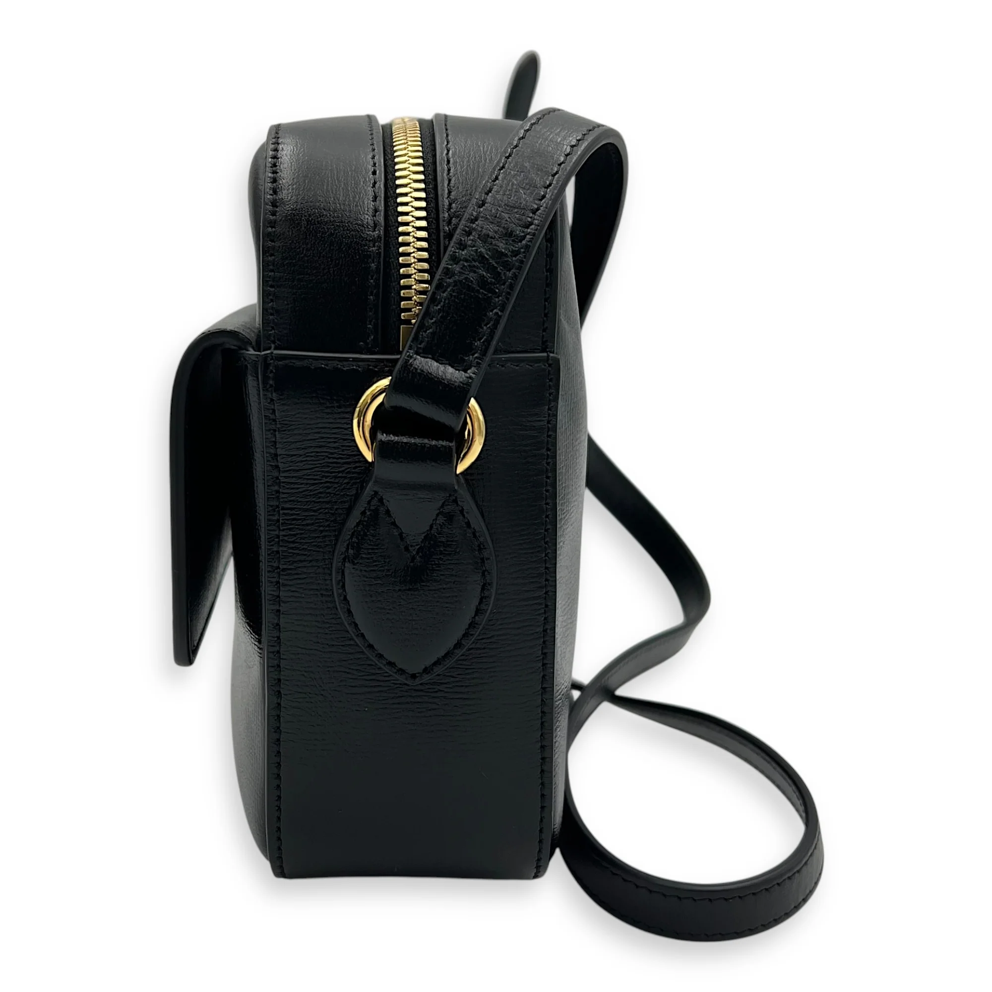Horsebit 1955 Shoulder Bag Black in Calfskin, Gold hardware