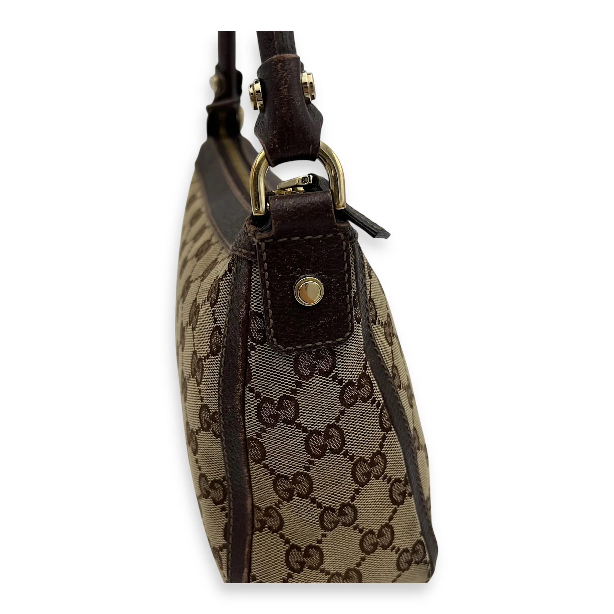 GG Top Handle Bag Brown in Canvas, Gold hardware
