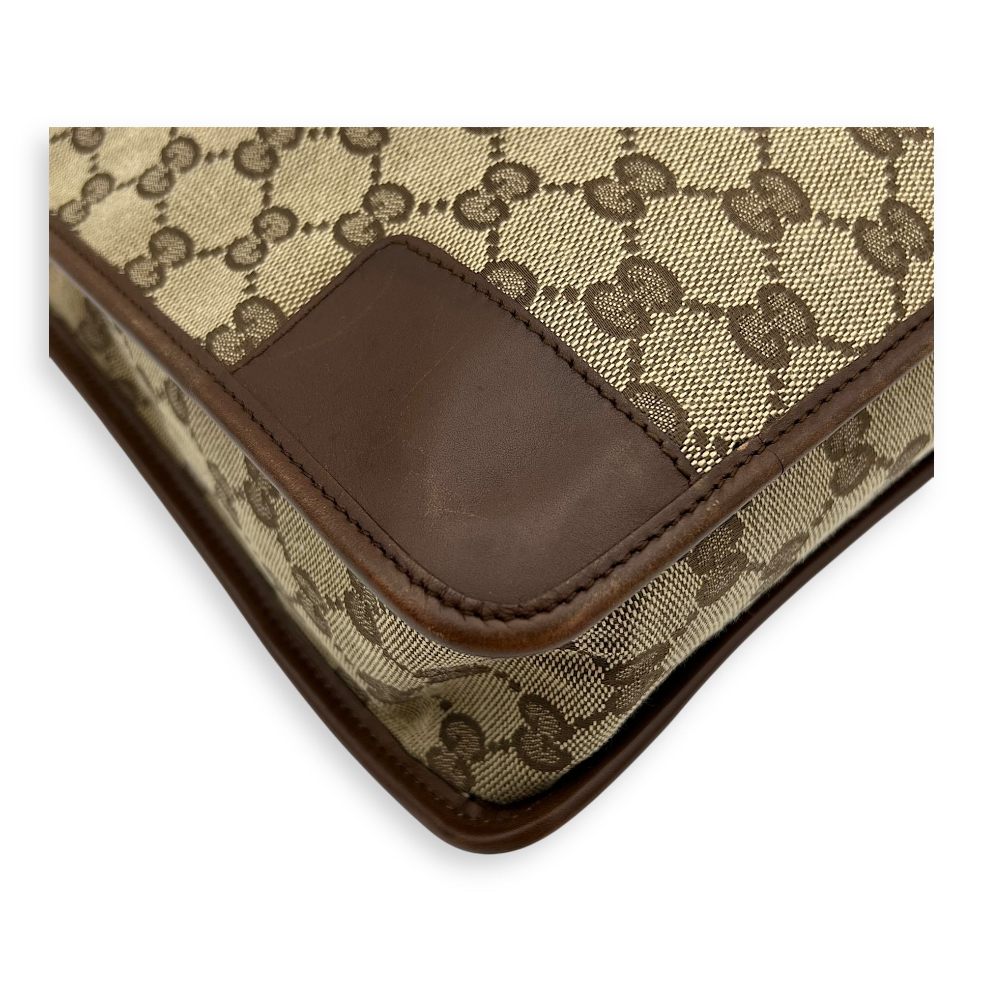 GG Shoulder Bag Brown in Canvas, Silver hardware