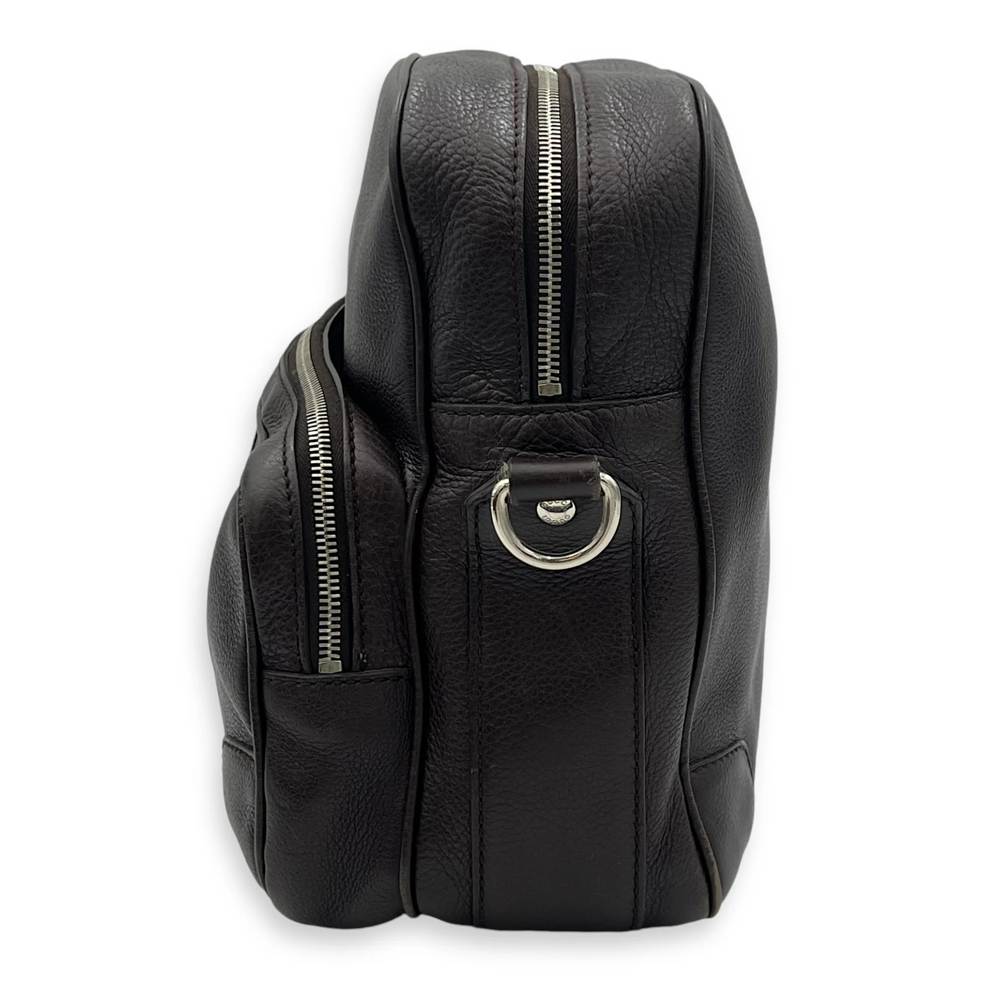 Classic Brown Messenger in Calfskin, Silver hardware