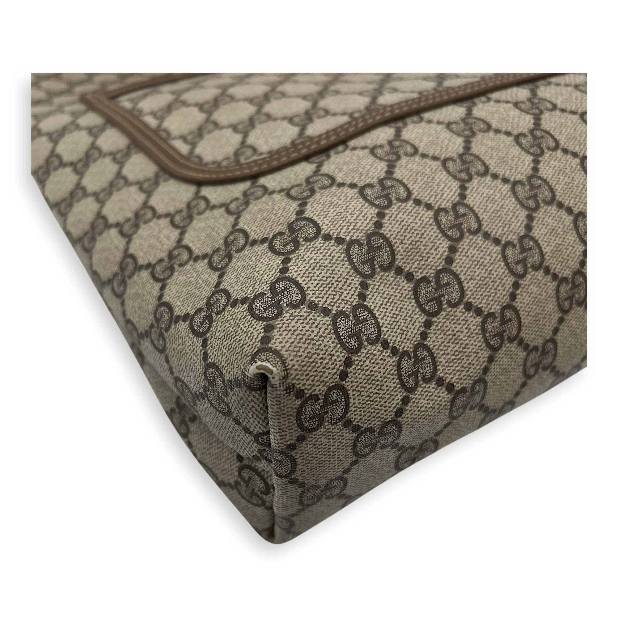 Vintage GG Supreme Sherry Brown Tote Bag in Monogram Coated Canvas, Gold hardware