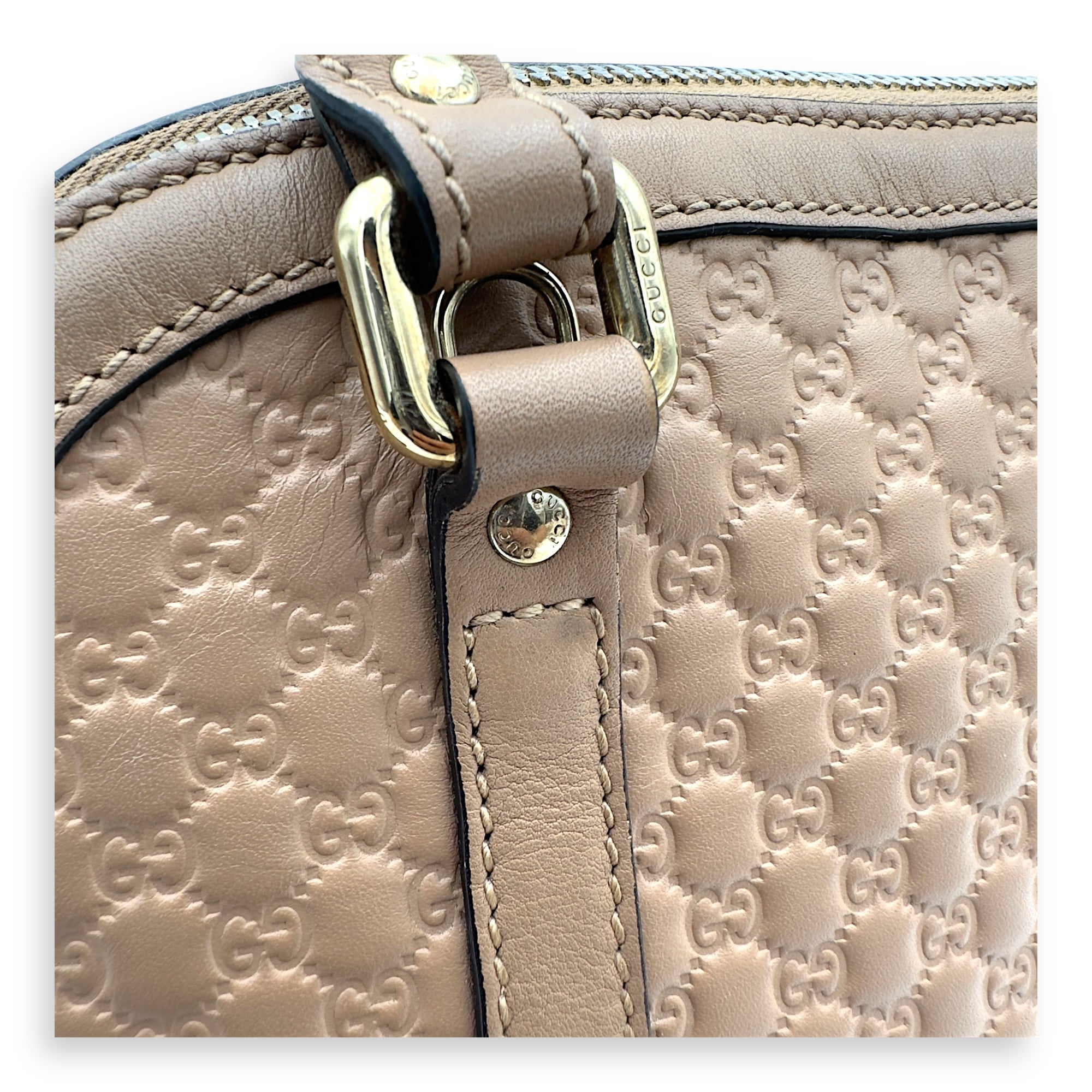 Dome Top Handle Bag Beige in Calfskin, Gold hardware