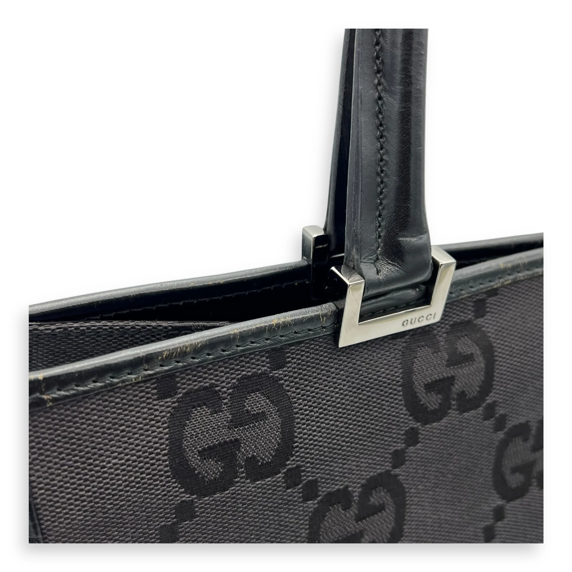 Jackie 1961 Tote Bag Black in Canvas, Silver hardware