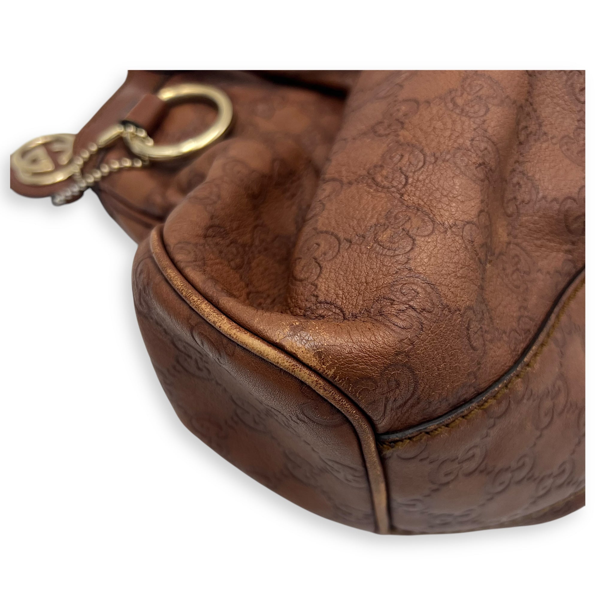 Shukey Shoulder Bag Brown in Calfskin, Gold hardware