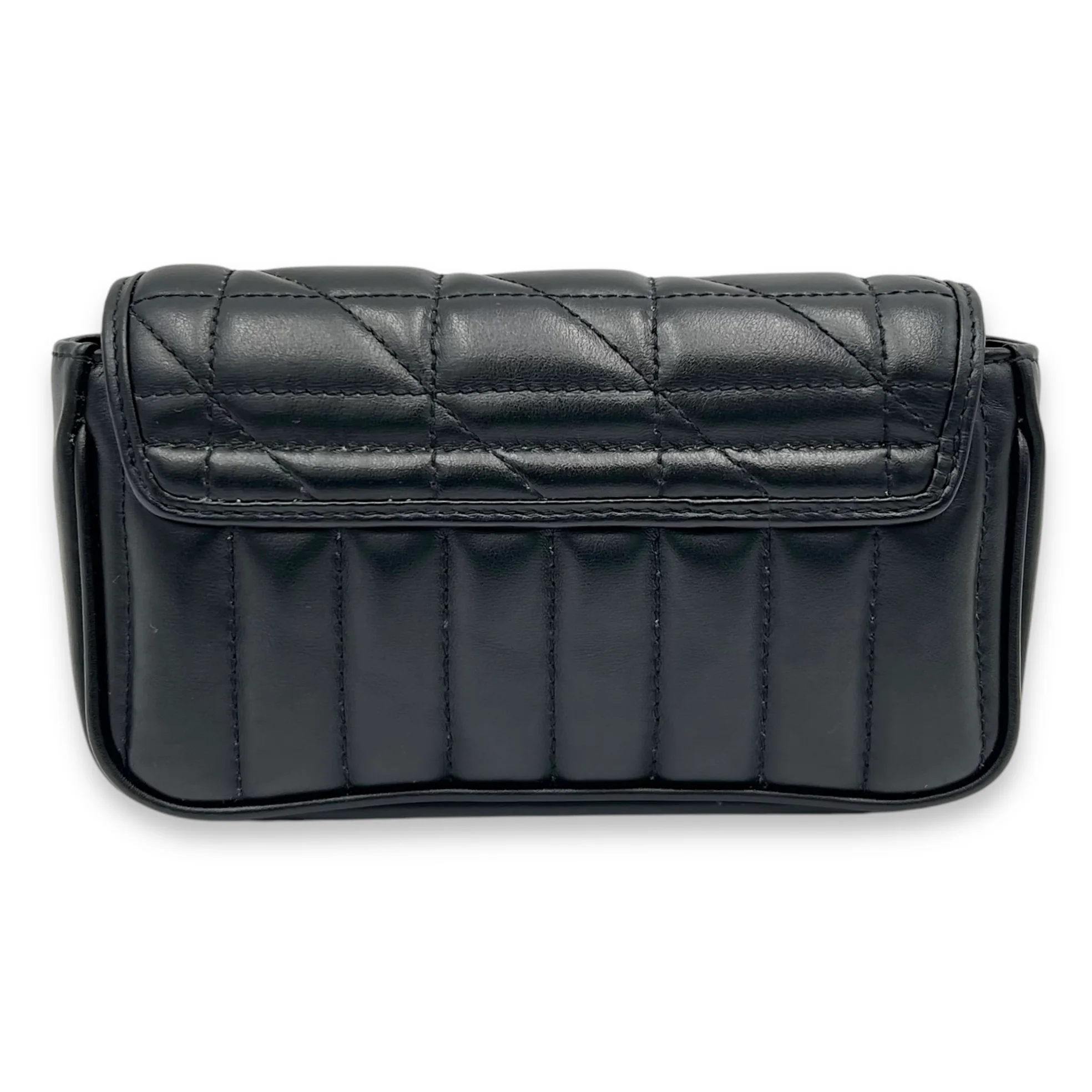 GG Marmont Super Mini Black Shoulder Bag in Calfskin, Silver hardware