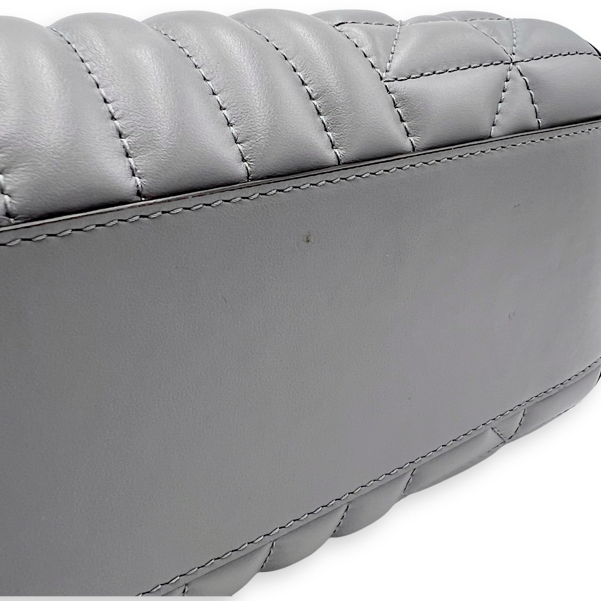 GG Marmont Tote Bag Grey in Calfskin, Ruthenium hardware