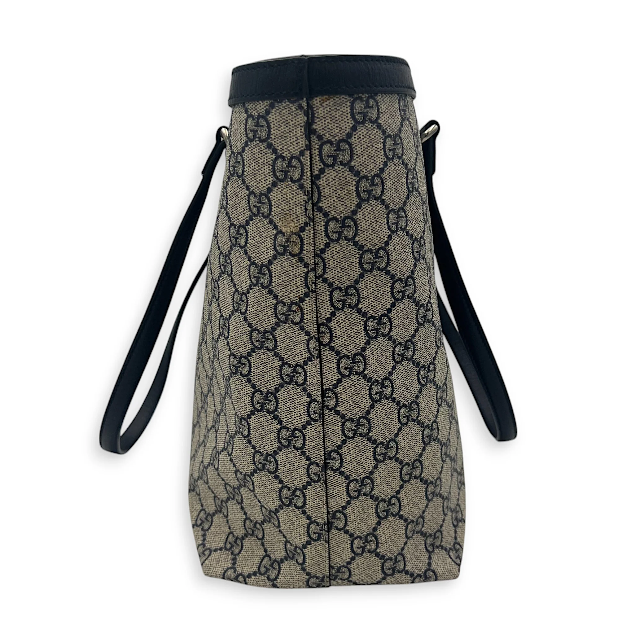 Ophidia Tote Bag Blue in Coated Canvas, Silver hardware