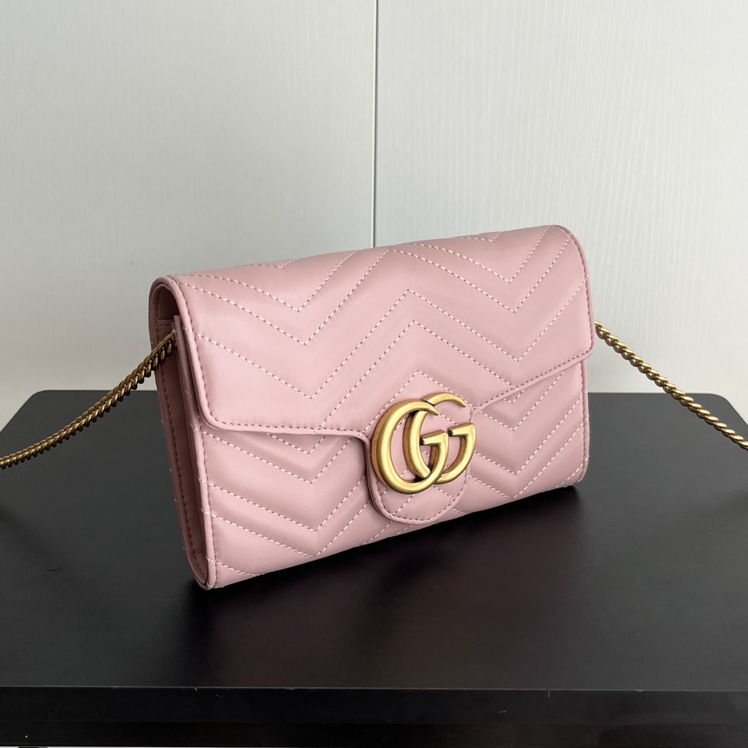 Gucci Marmont Chain Wallet - Pink Gold Wallet