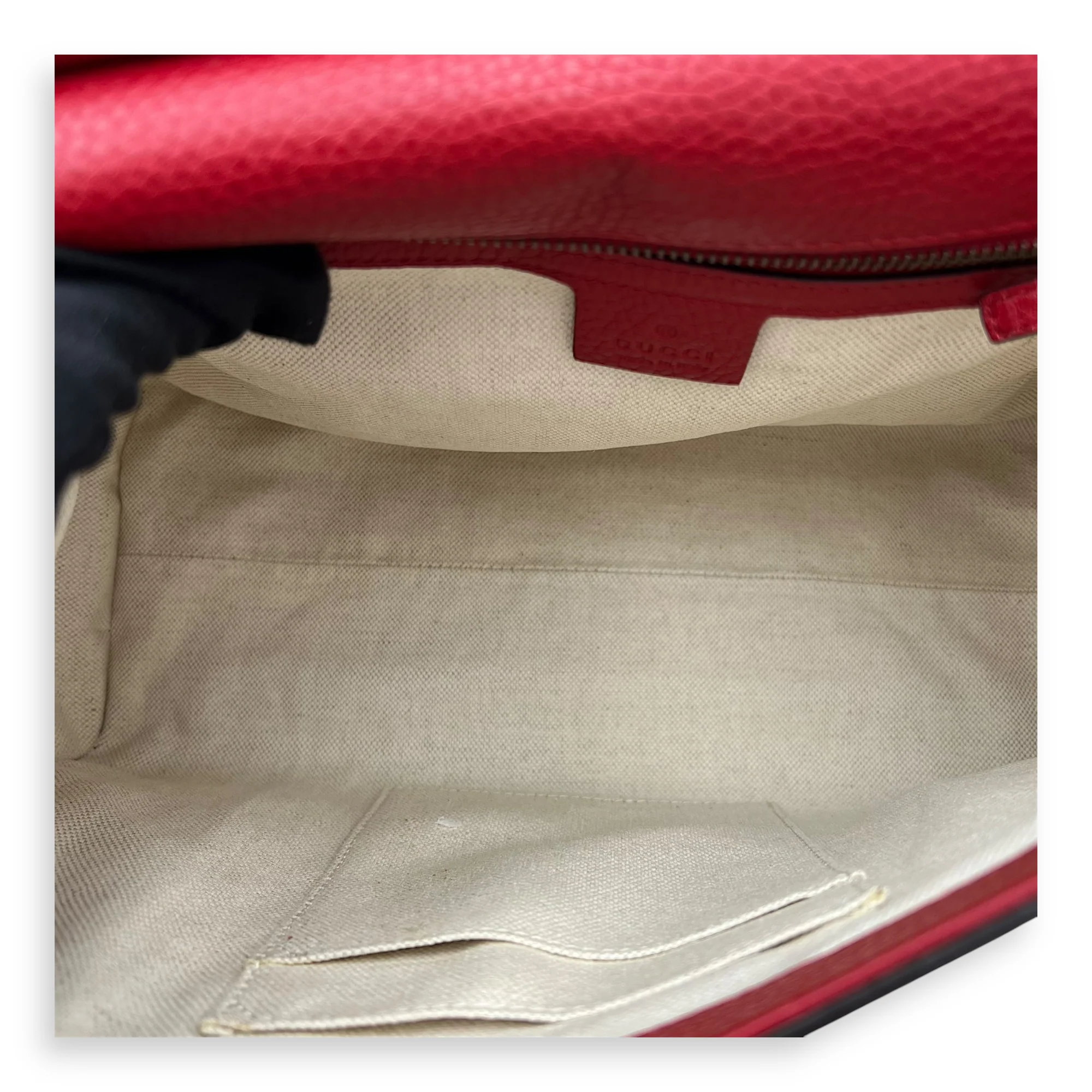 GG Marmont Top Handle Bag Red in Calfskin, Gold hardware