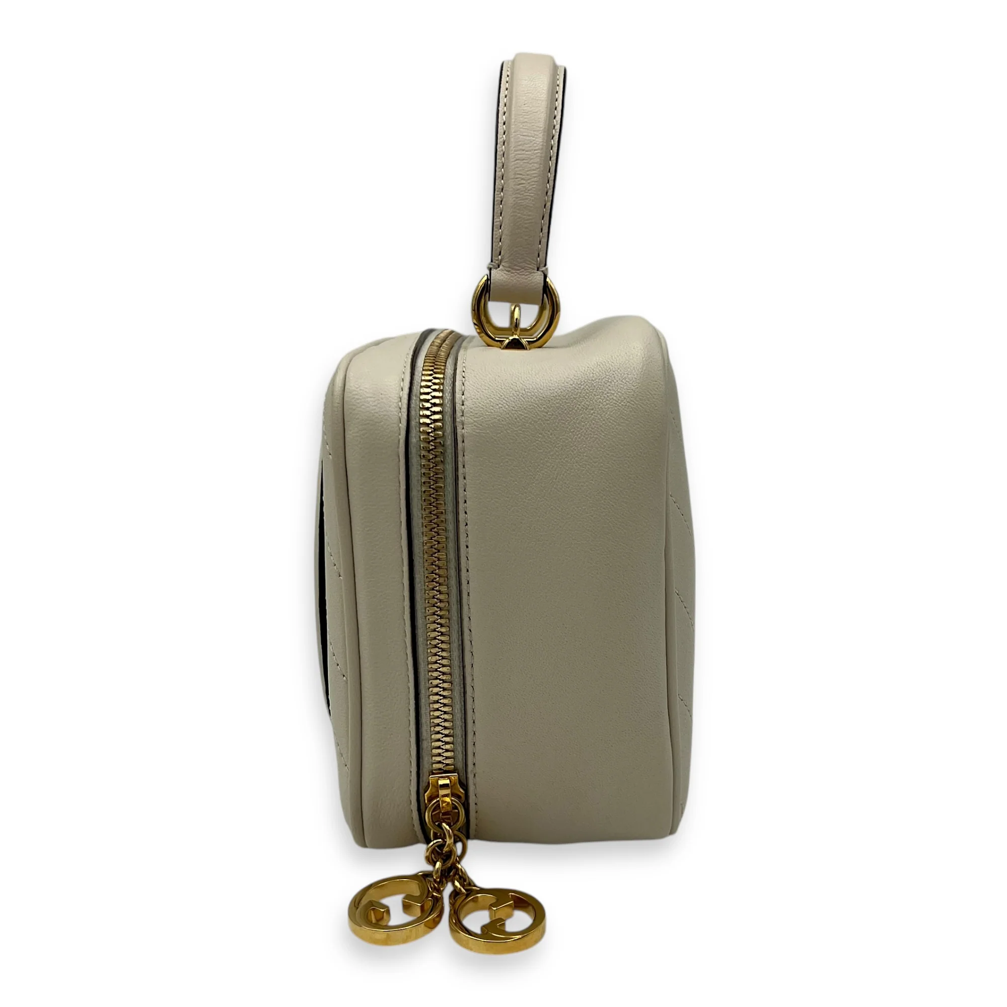 Blondie Top Handle Bag White in Calfskin, Gold hardware