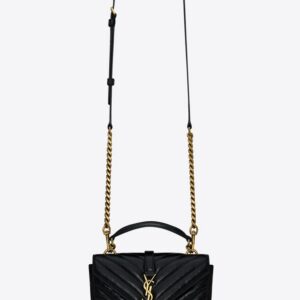 COLLEGE MINI CHAIN BAG IN SHINY CRACKLED LEATHER