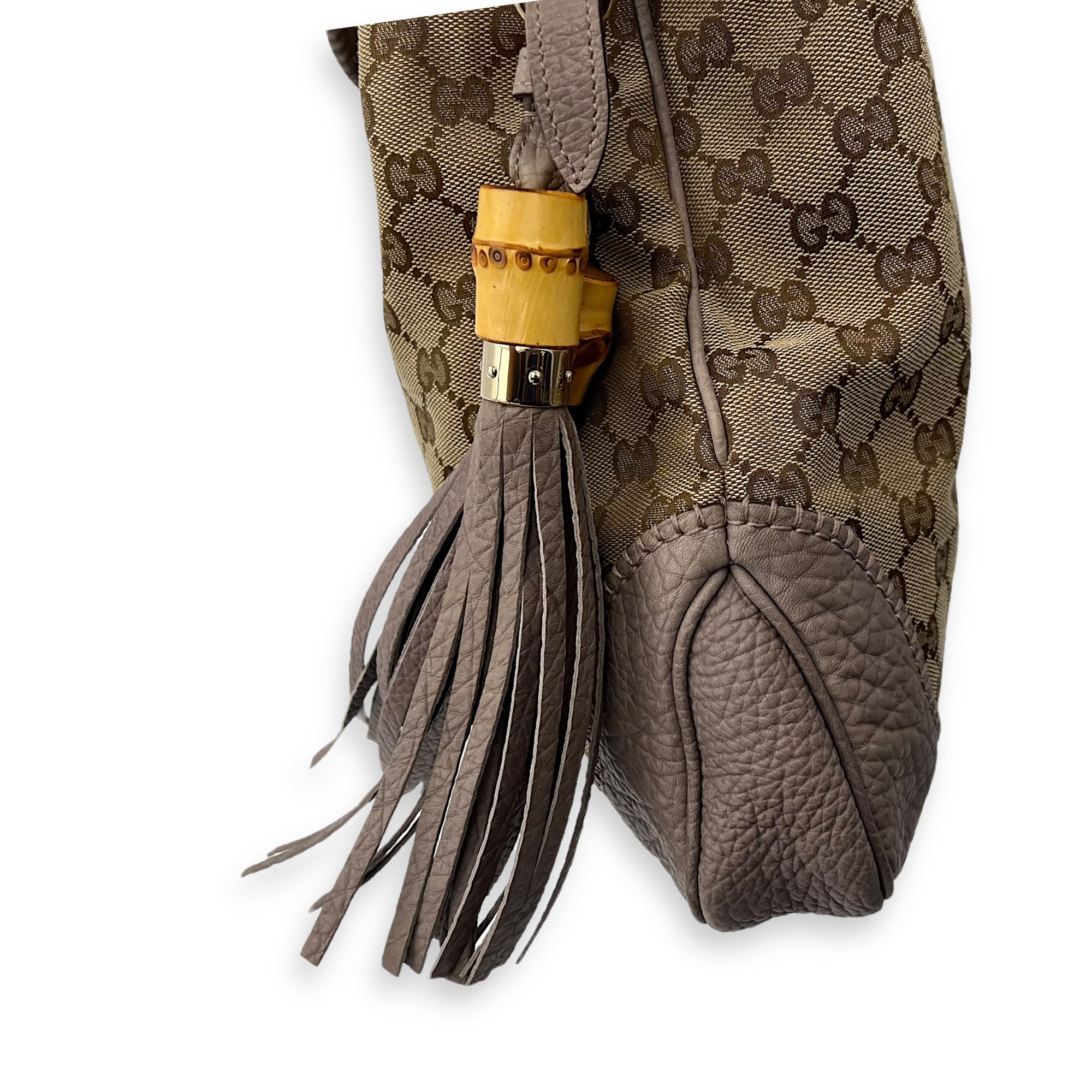 Jackie 1961 Shoulder Bag Brown in Canvas, Gold hardware