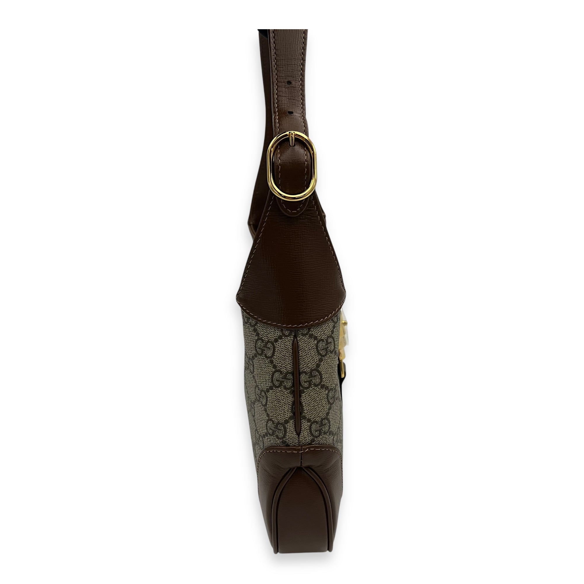 Jackie 1961 Brown Shoulder Bag in Monogram Coated Canvas, Gold hardware