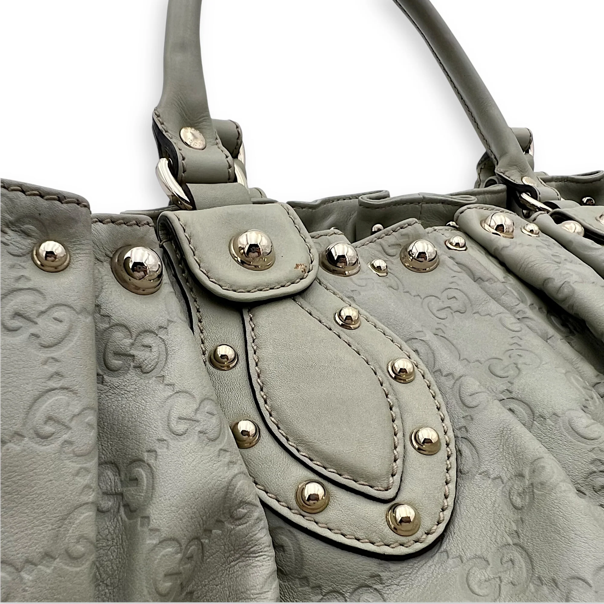 Guccissima Shoulder Bag Green in Calfskin, Gold hardware