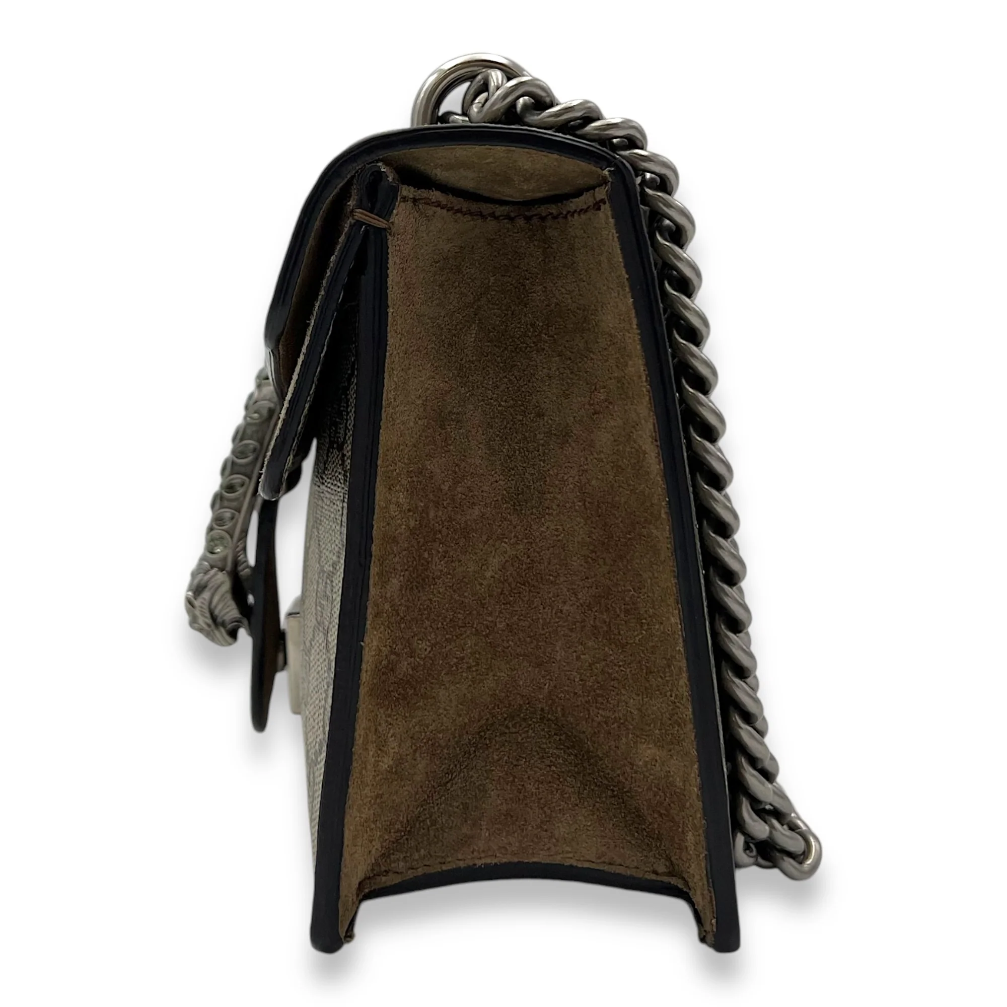 Dionysus Shoulder Bag Medium Brown in Coated Canvas, Silver hardware